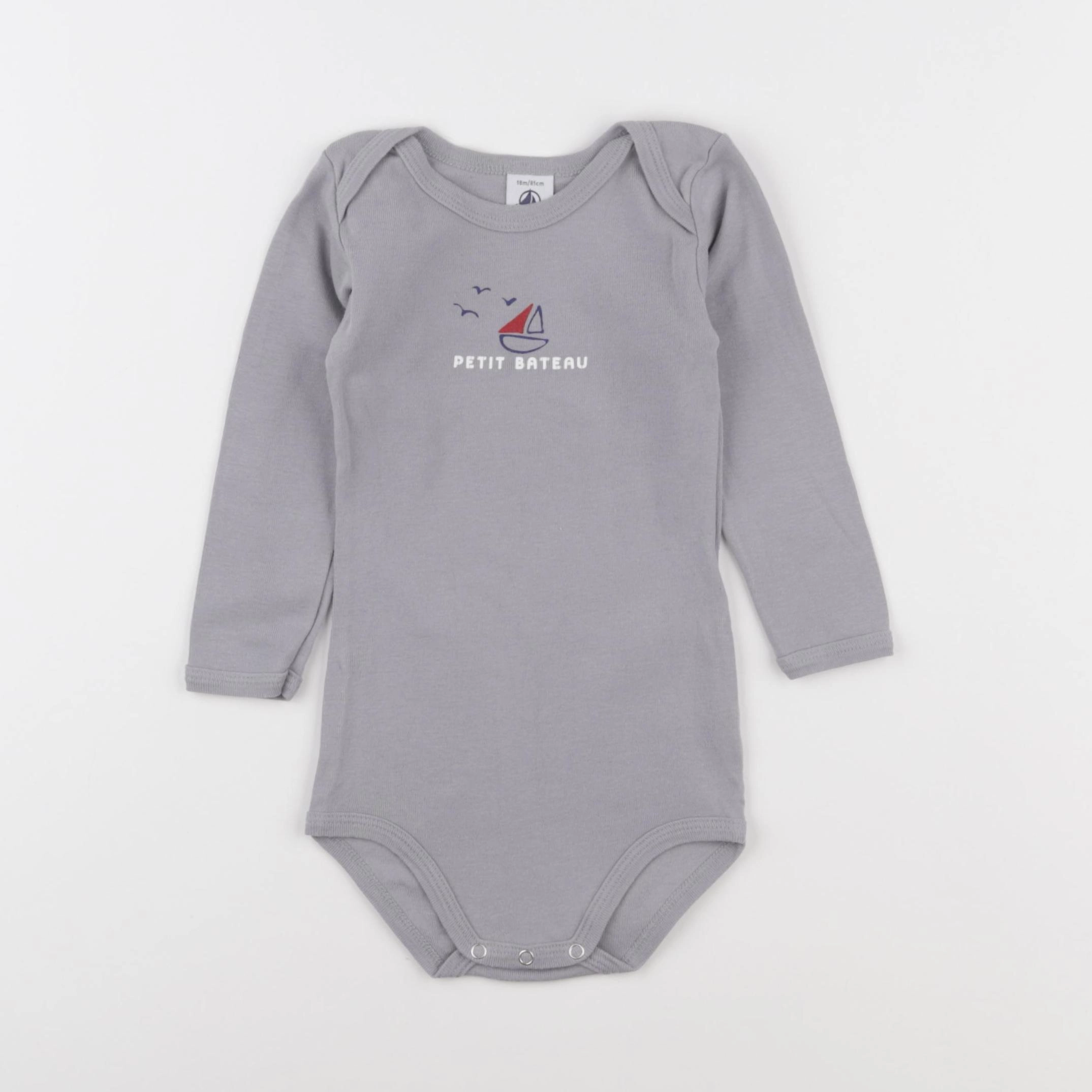 Petit Bateau - body gris - 18 mois