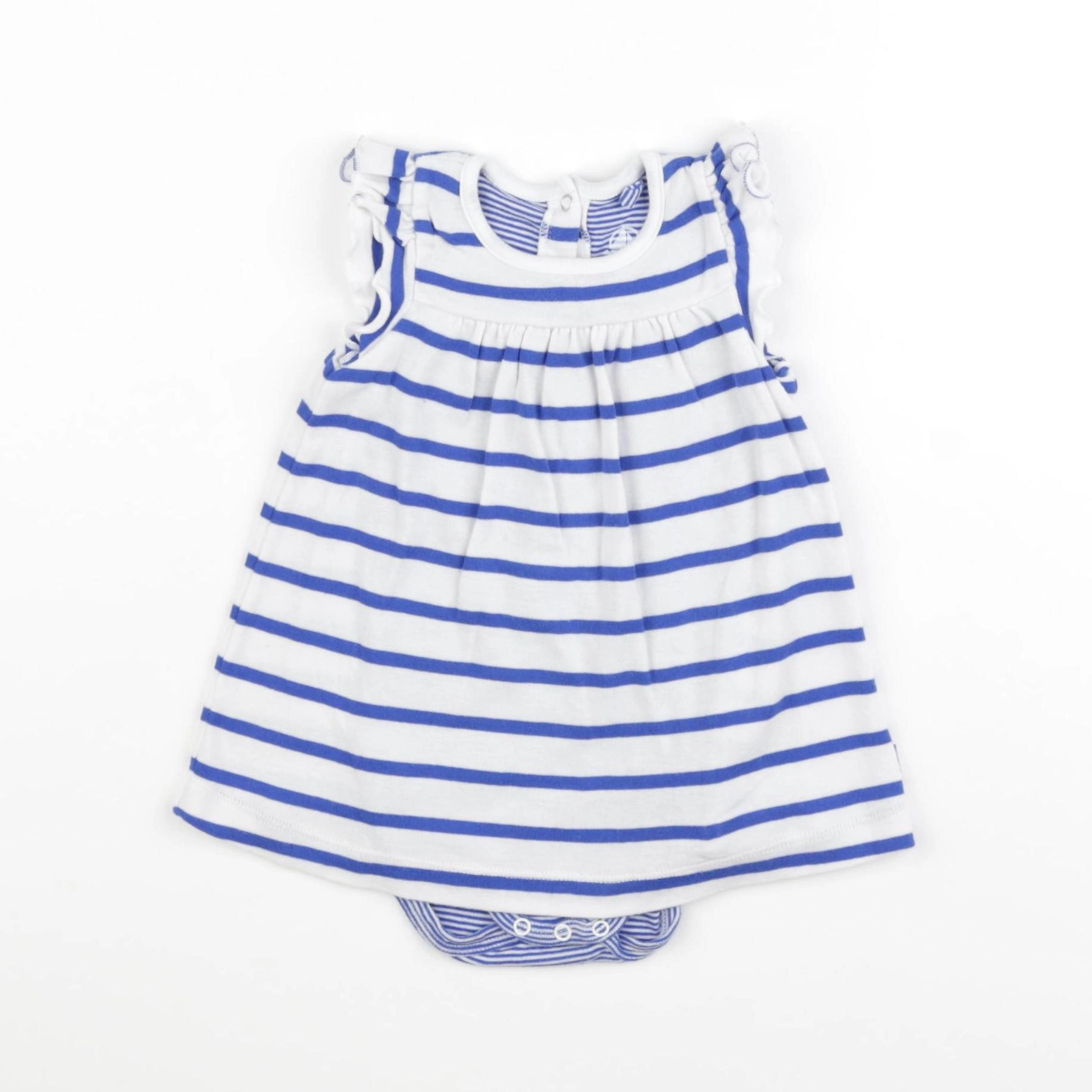 Petit Bateau - body robe blanc, bleu - 6 mois