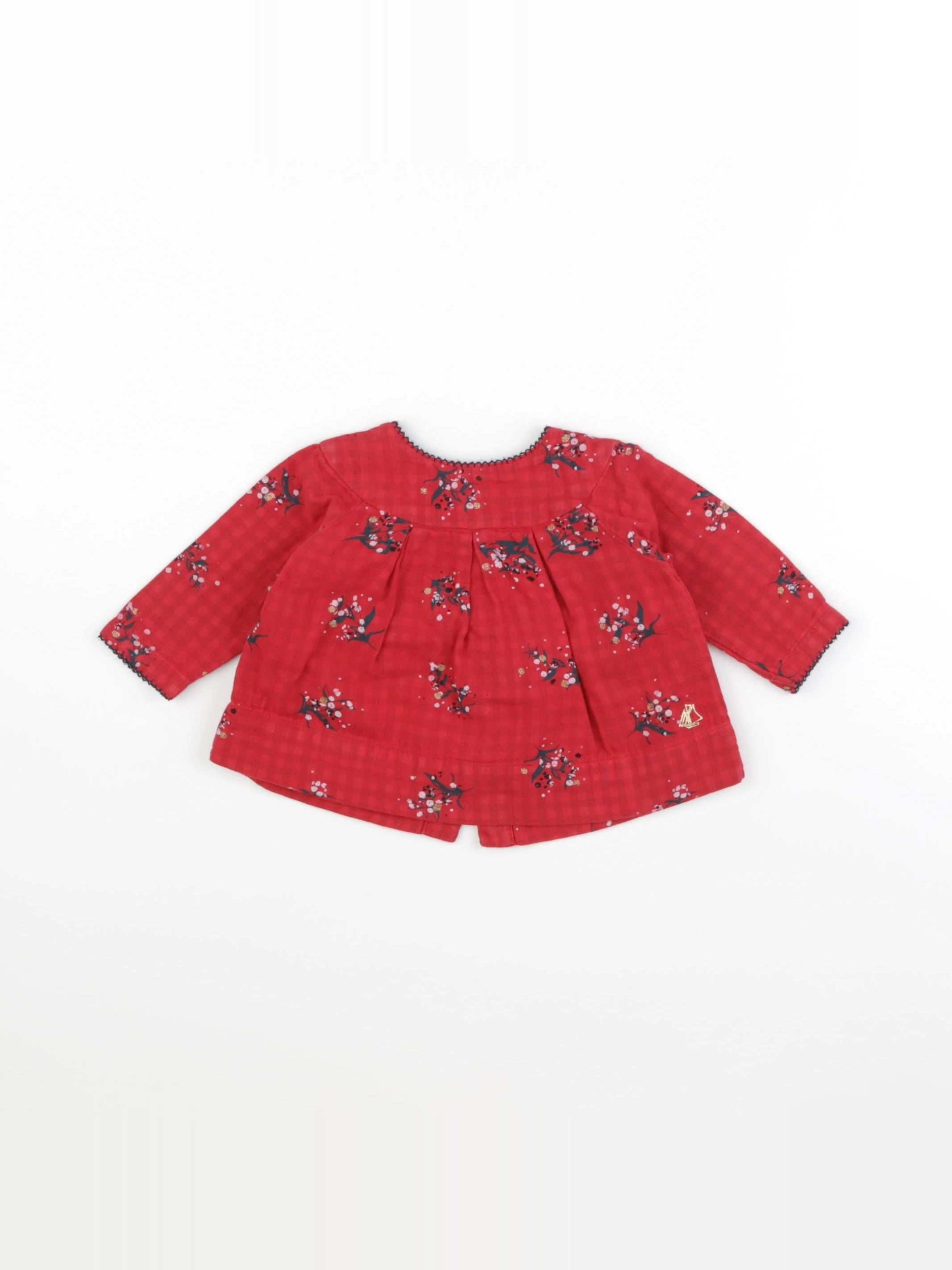 Petit Bateau - blouse rouge - 3 mois