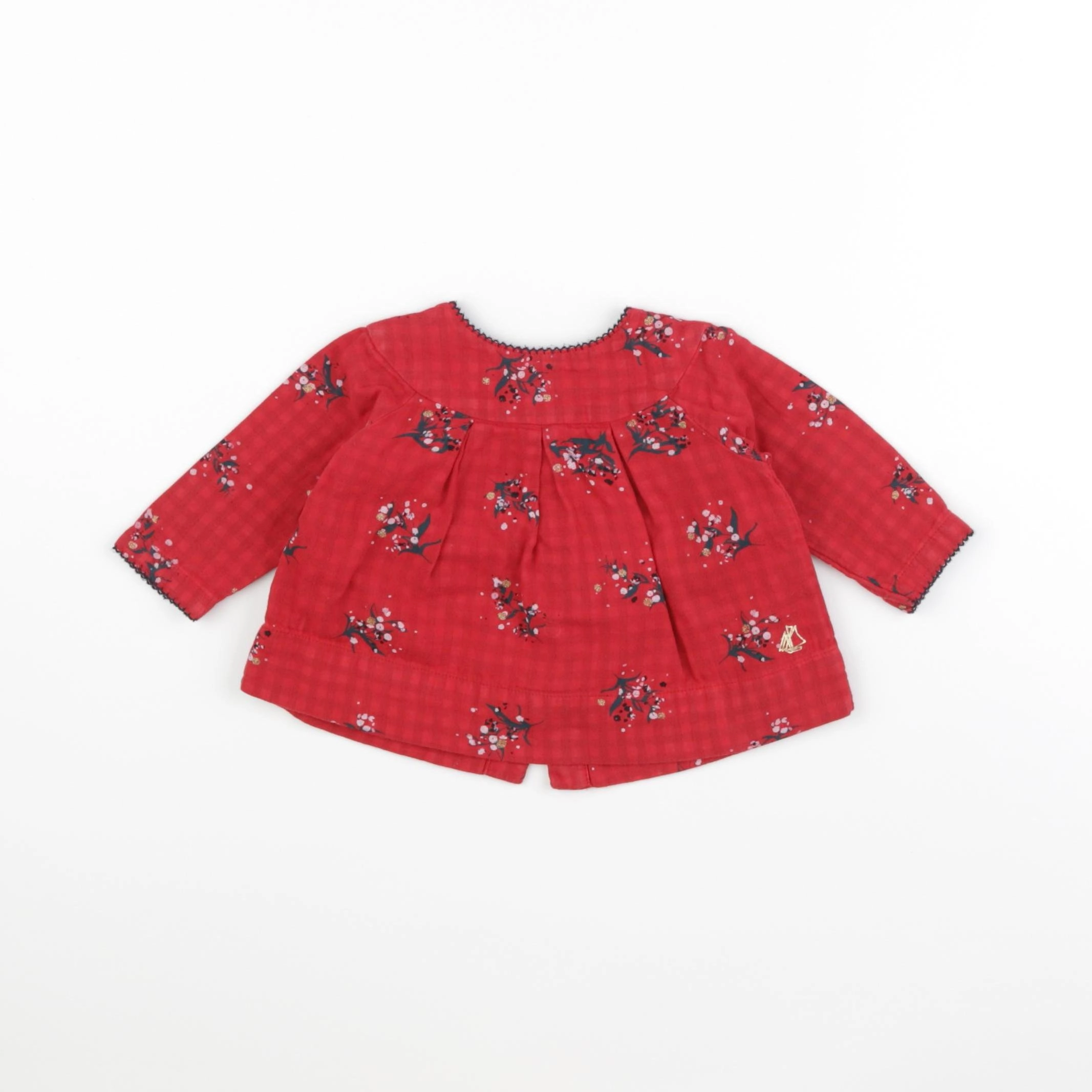 Petit Bateau - blouse rouge - 3 mois