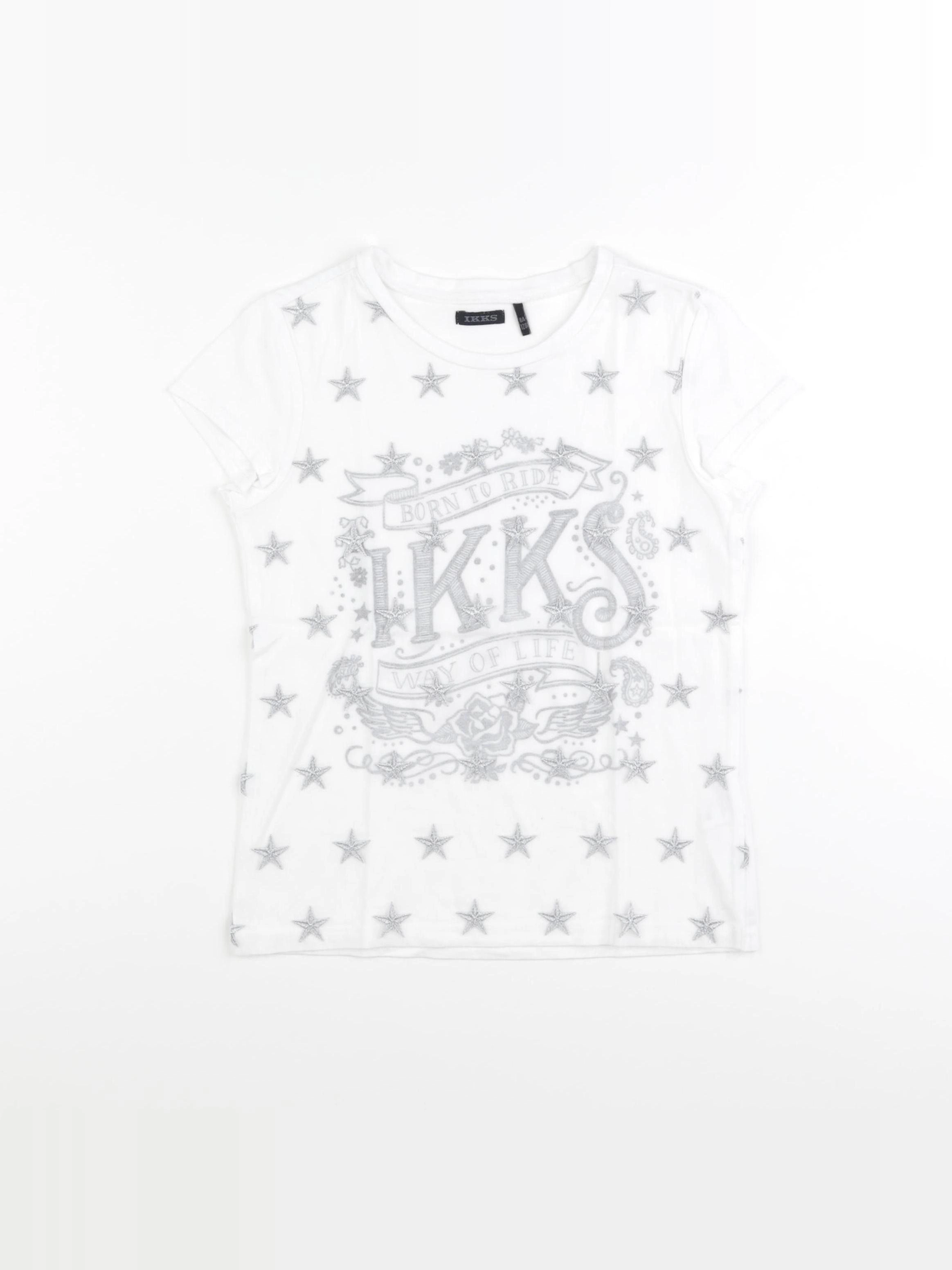 IKKS - tee-shirt blanc, argent - 8 ans