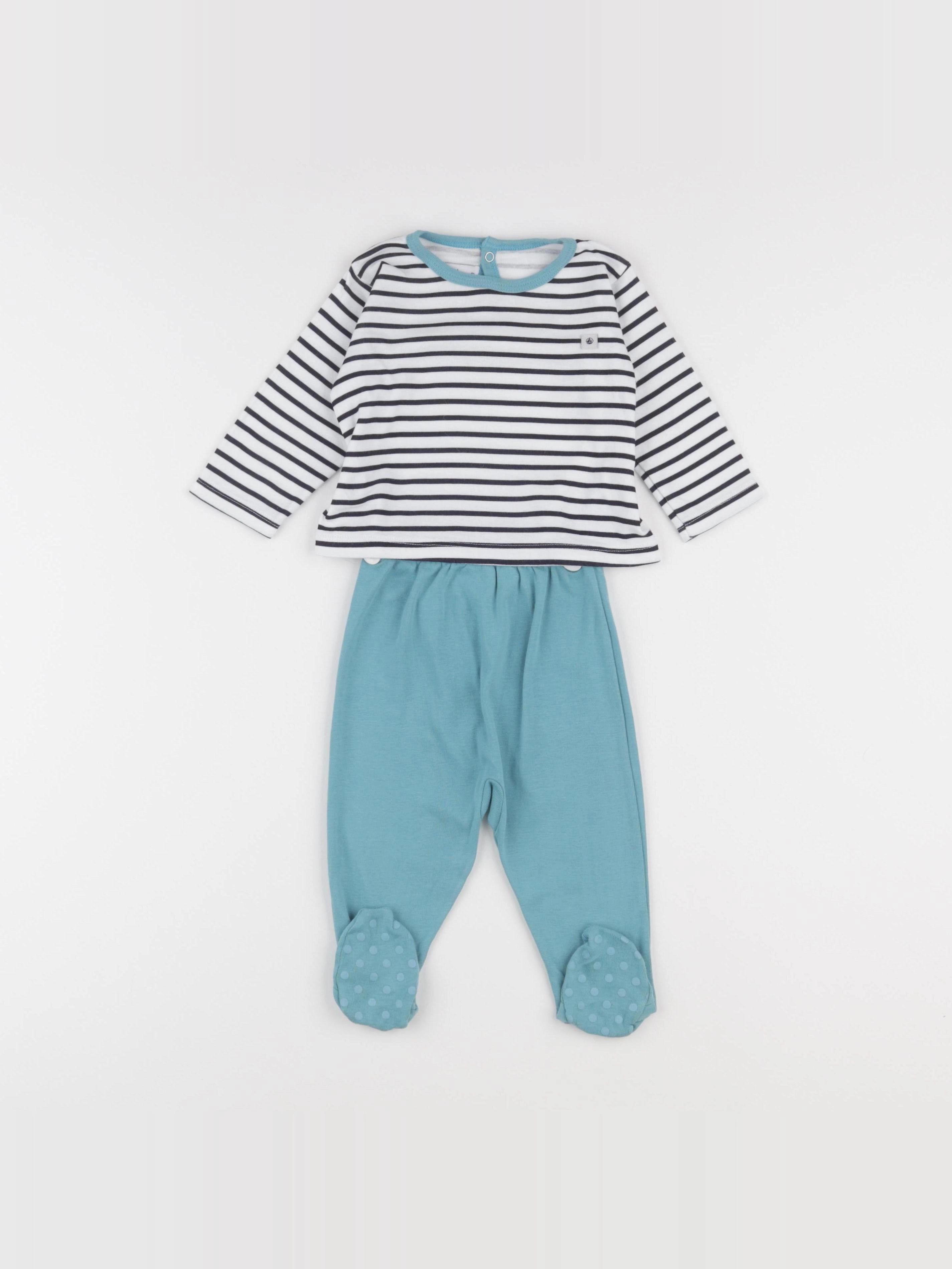 Petit Bateau - pyjama coton bleu - 6 mois