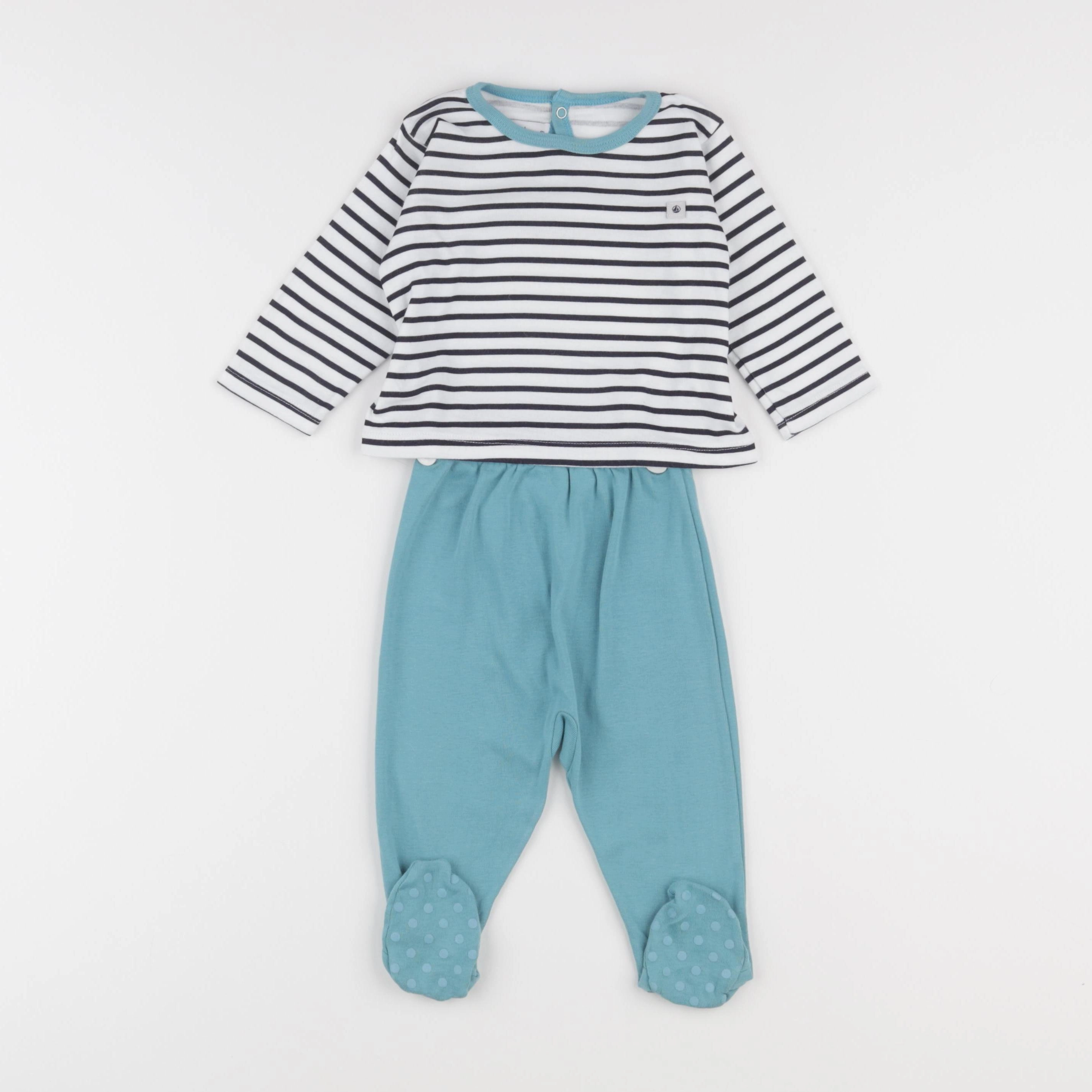 Petit Bateau - pyjama coton bleu - 6 mois