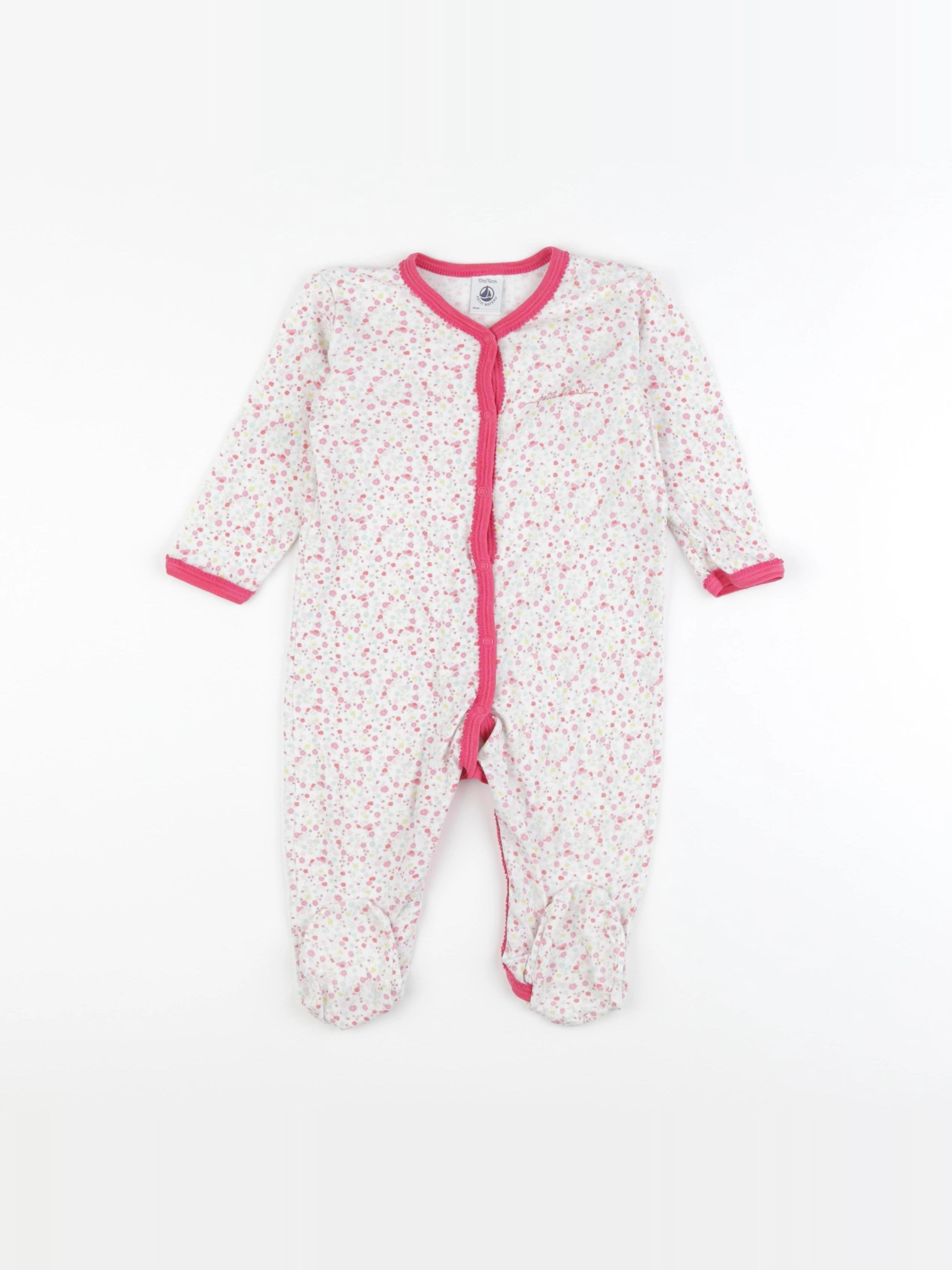 Petit Bateau - pyjama coton blanc - 12 mois