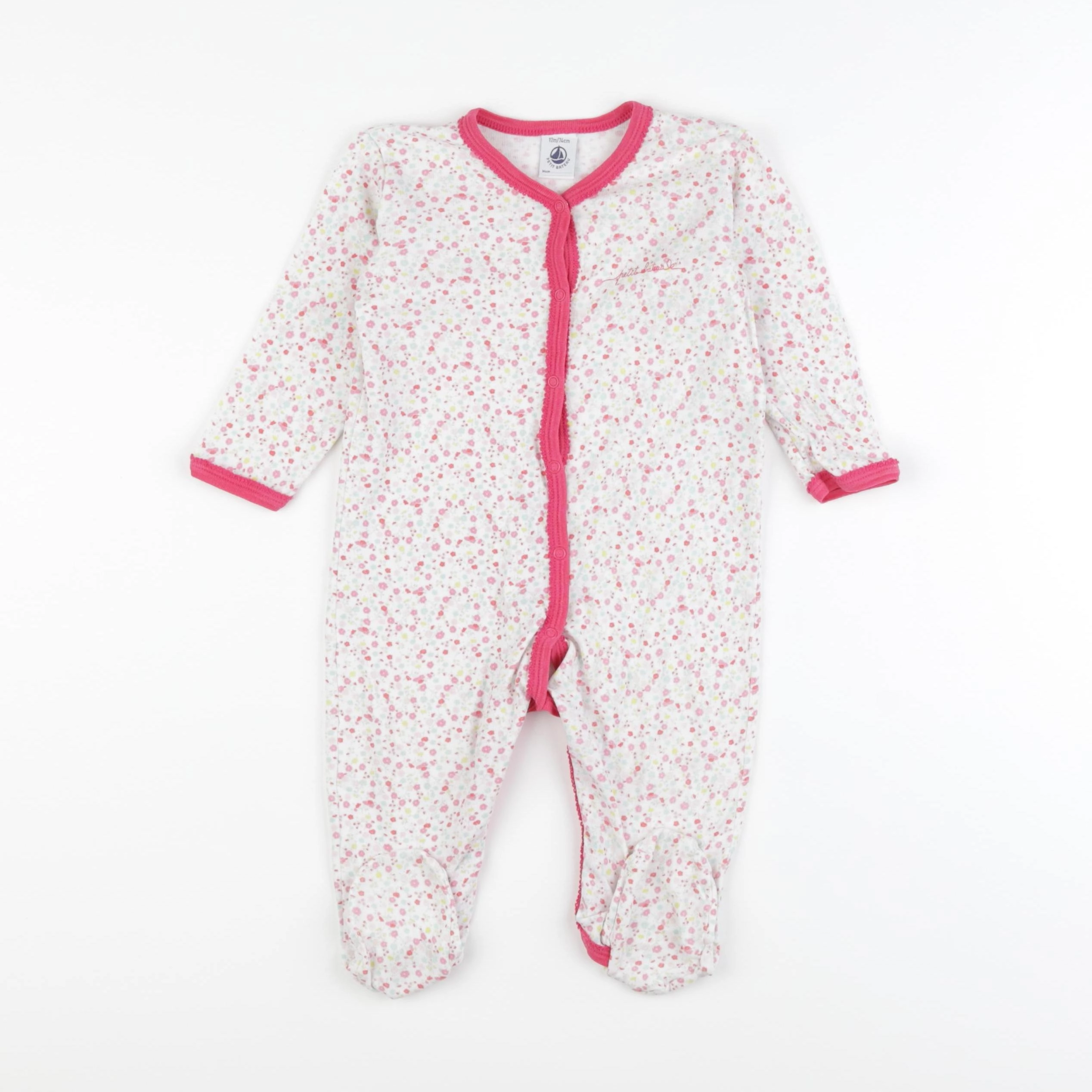 Petit Bateau - pyjama coton blanc - 12 mois