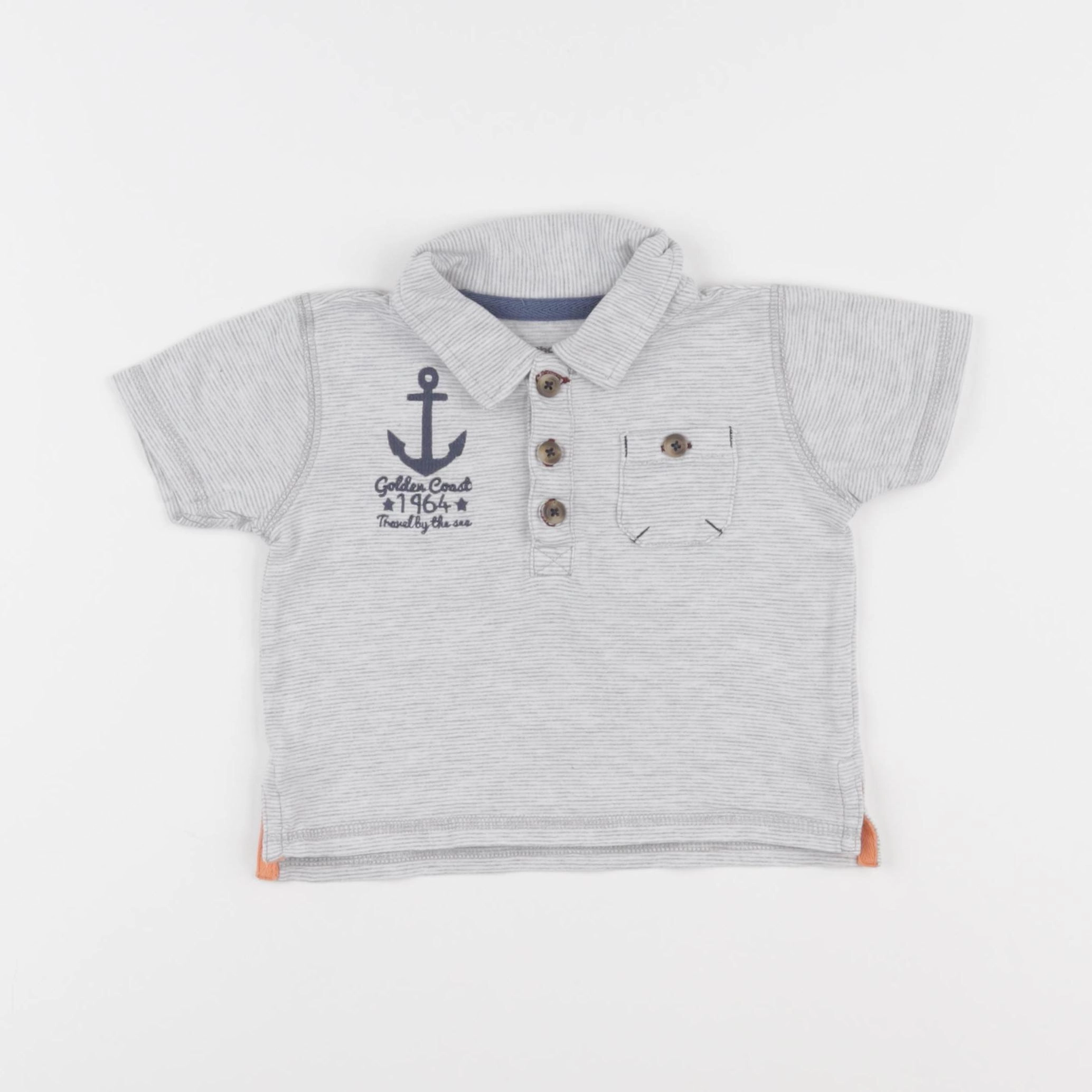 Vertbaudet - polo gris - 12 mois