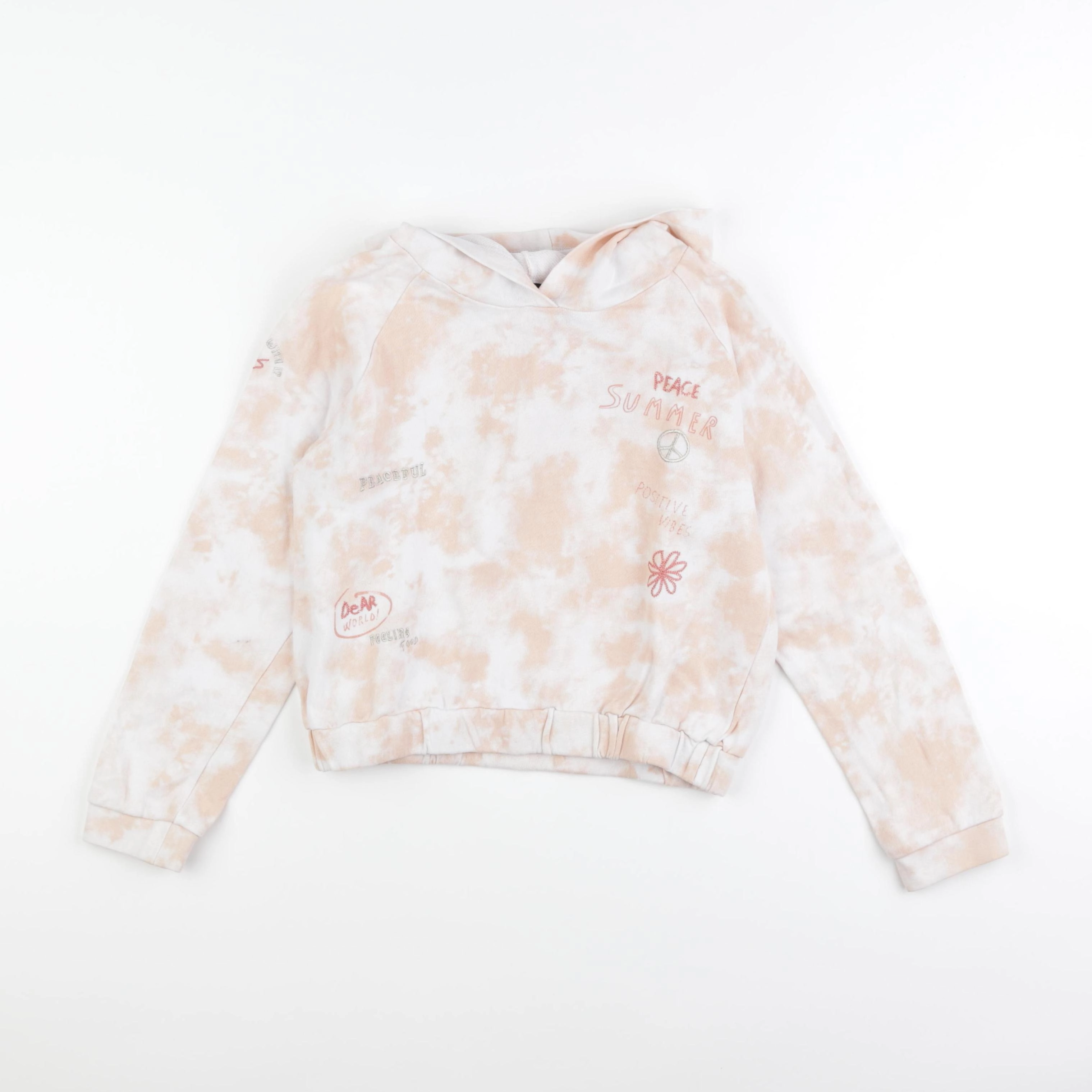 IKKS - sweat blanc, rose - 10 ans