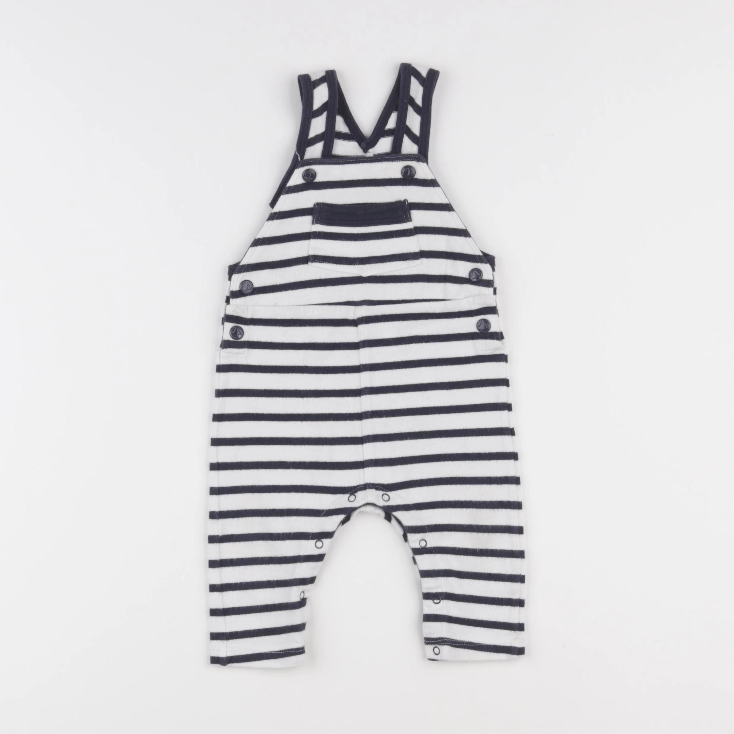 Petit Bateau - combinaison bleu, blanc - 6 mois