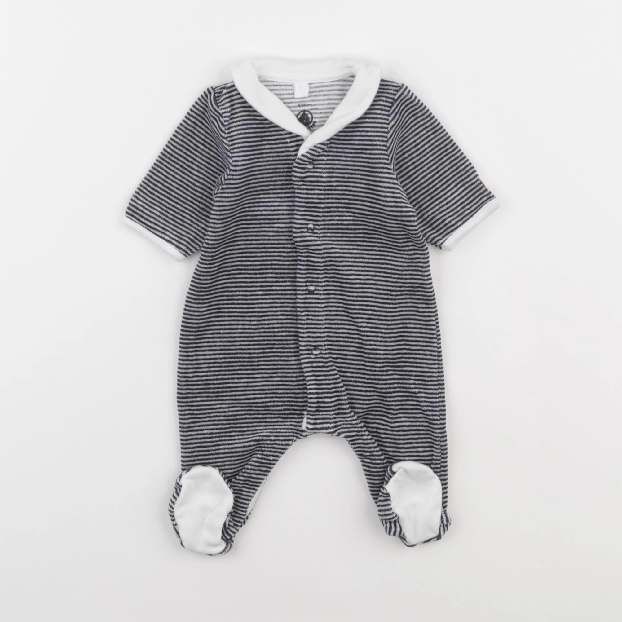 Petit Bateau - pyjama velours bleu - 0 mois