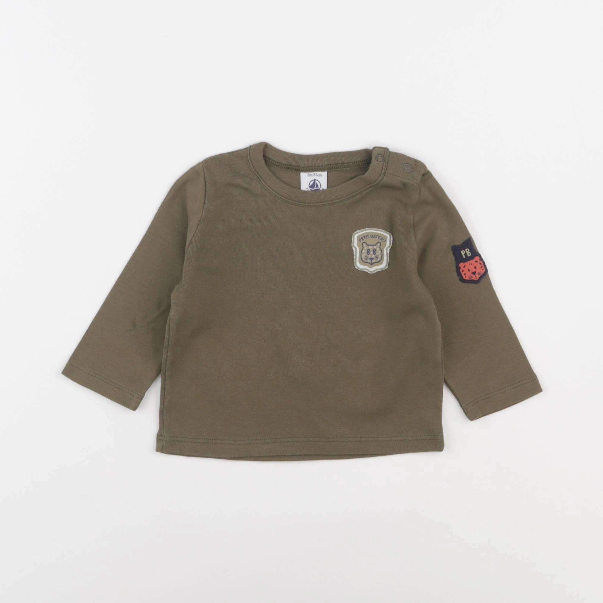 Petit Bateau - tee-shirt vert - 6 mois