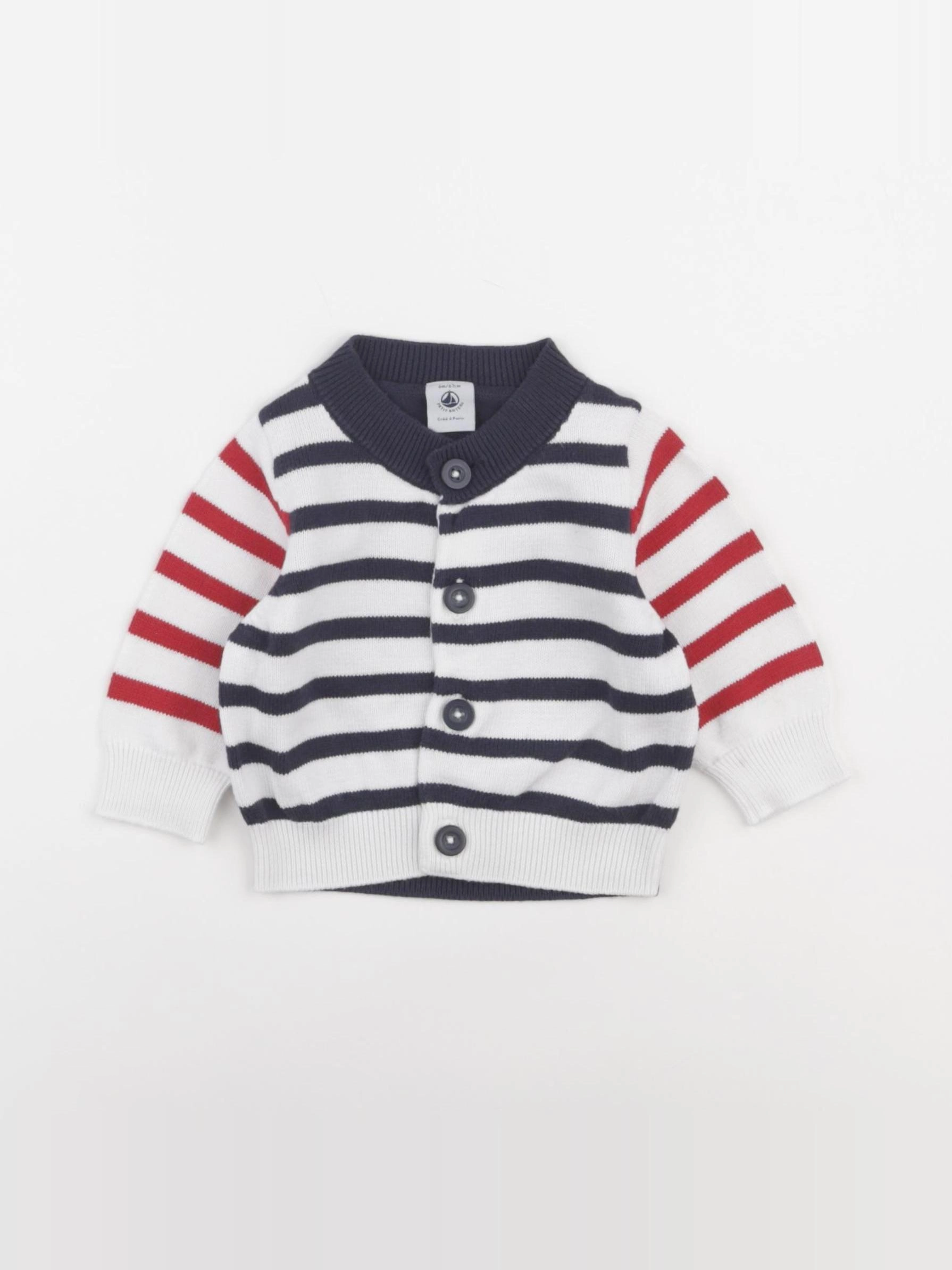 Petit Bateau - gilet blanc - 6 mois