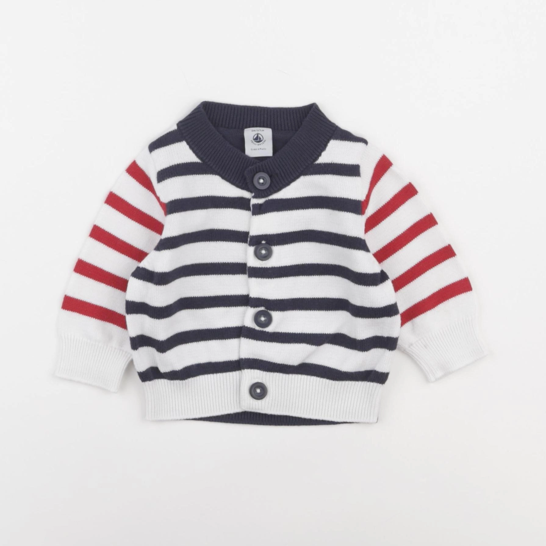 Petit Bateau - gilet blanc - 6 mois