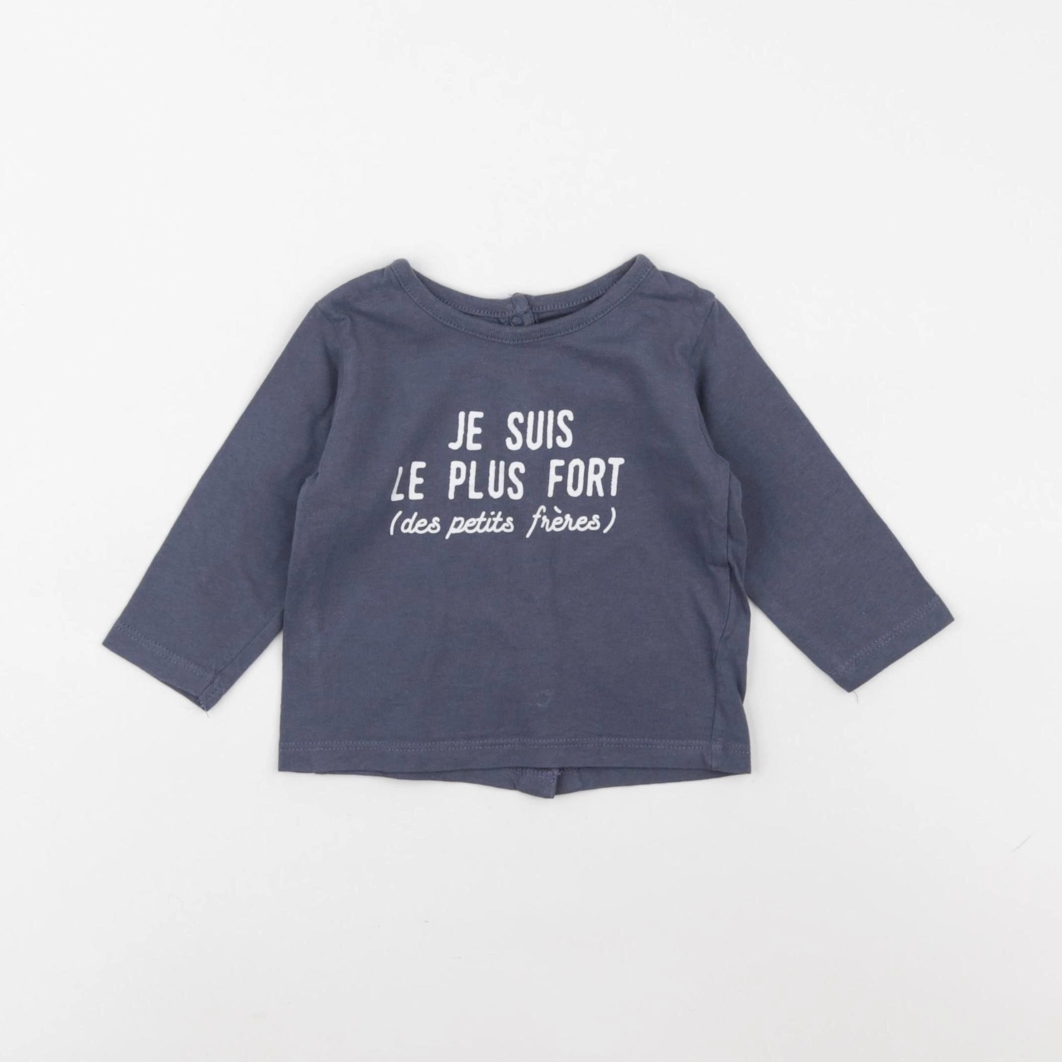 Vertbaudet - tee-shirt bleu - 3 mois