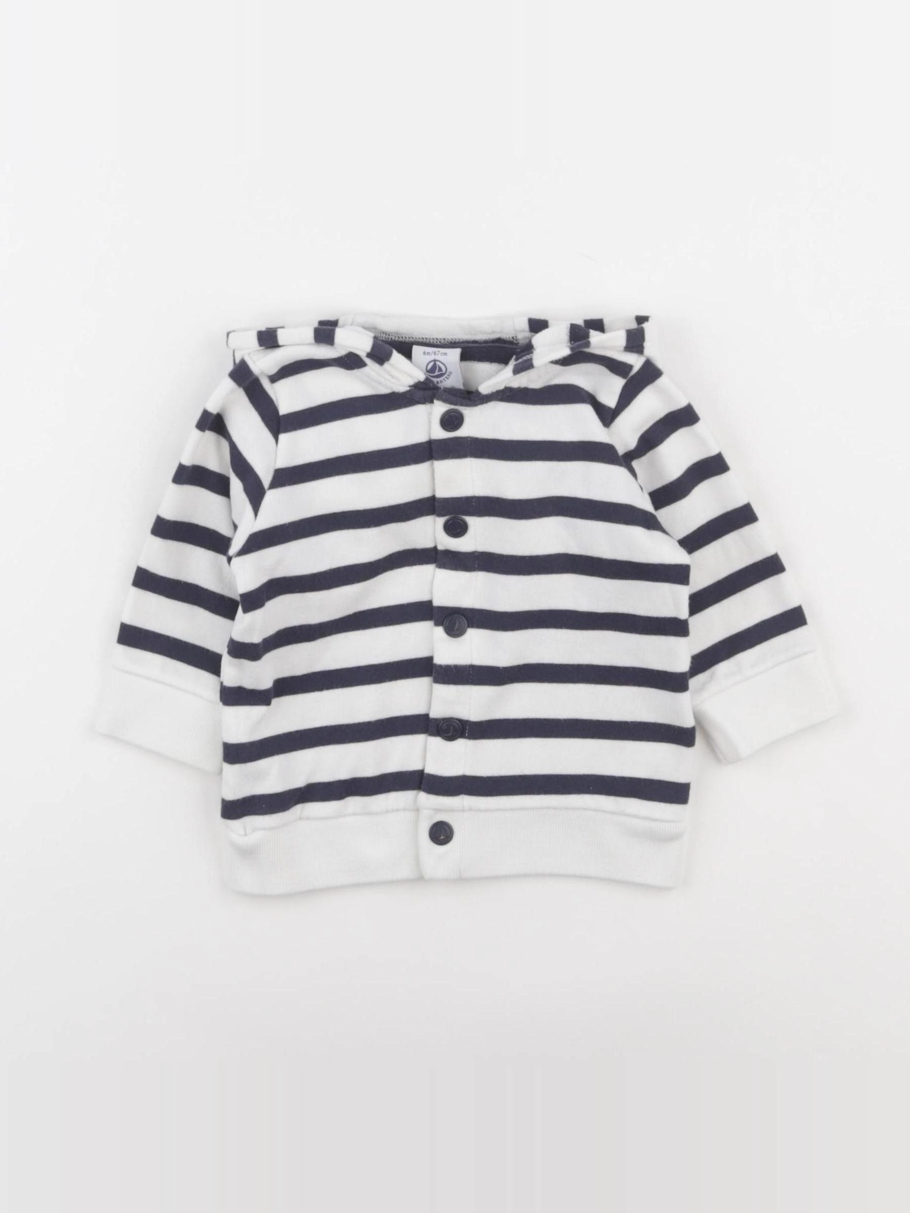 Petit Bateau - sweat blanc, bleu - 6 mois