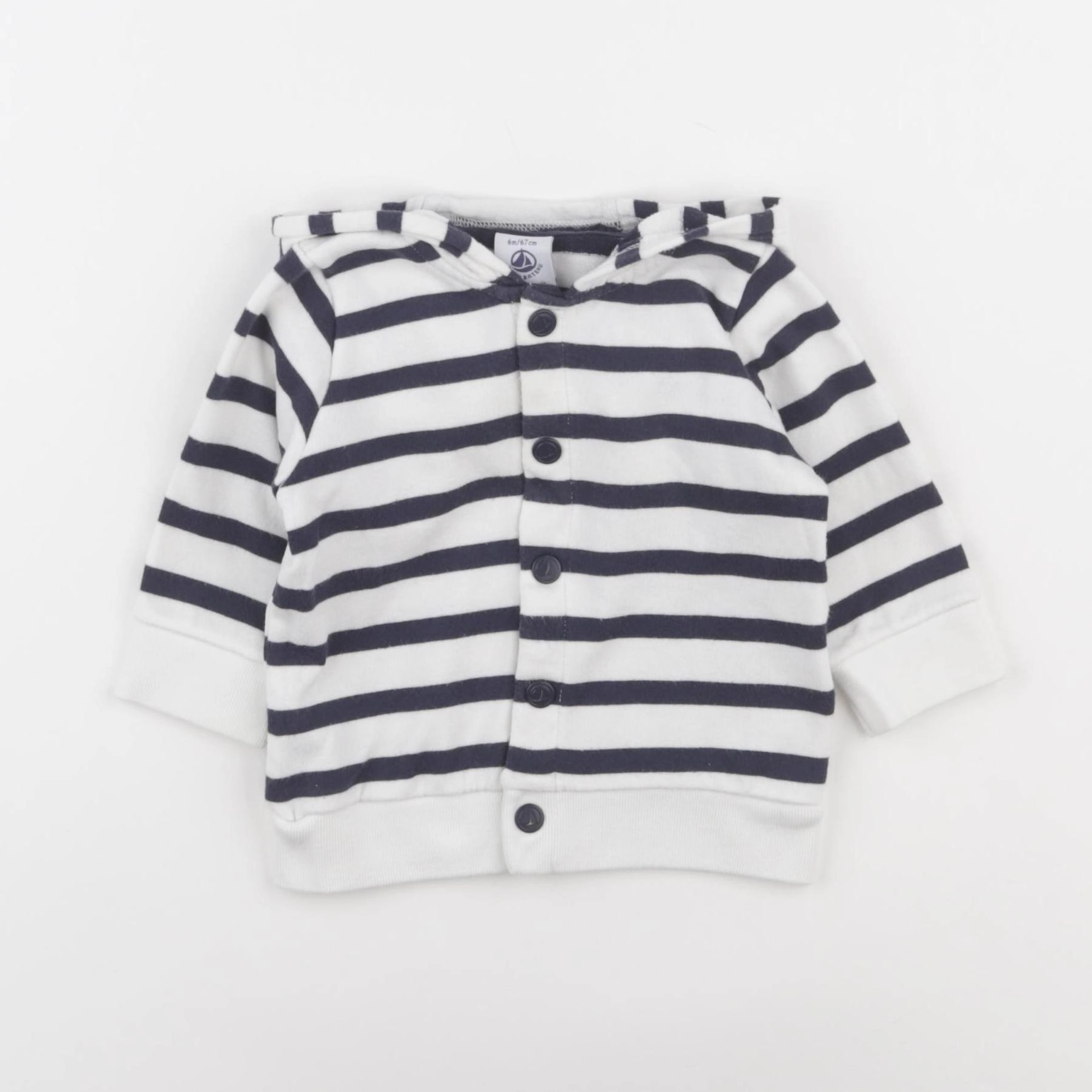 Petit Bateau - sweat blanc, bleu - 6 mois