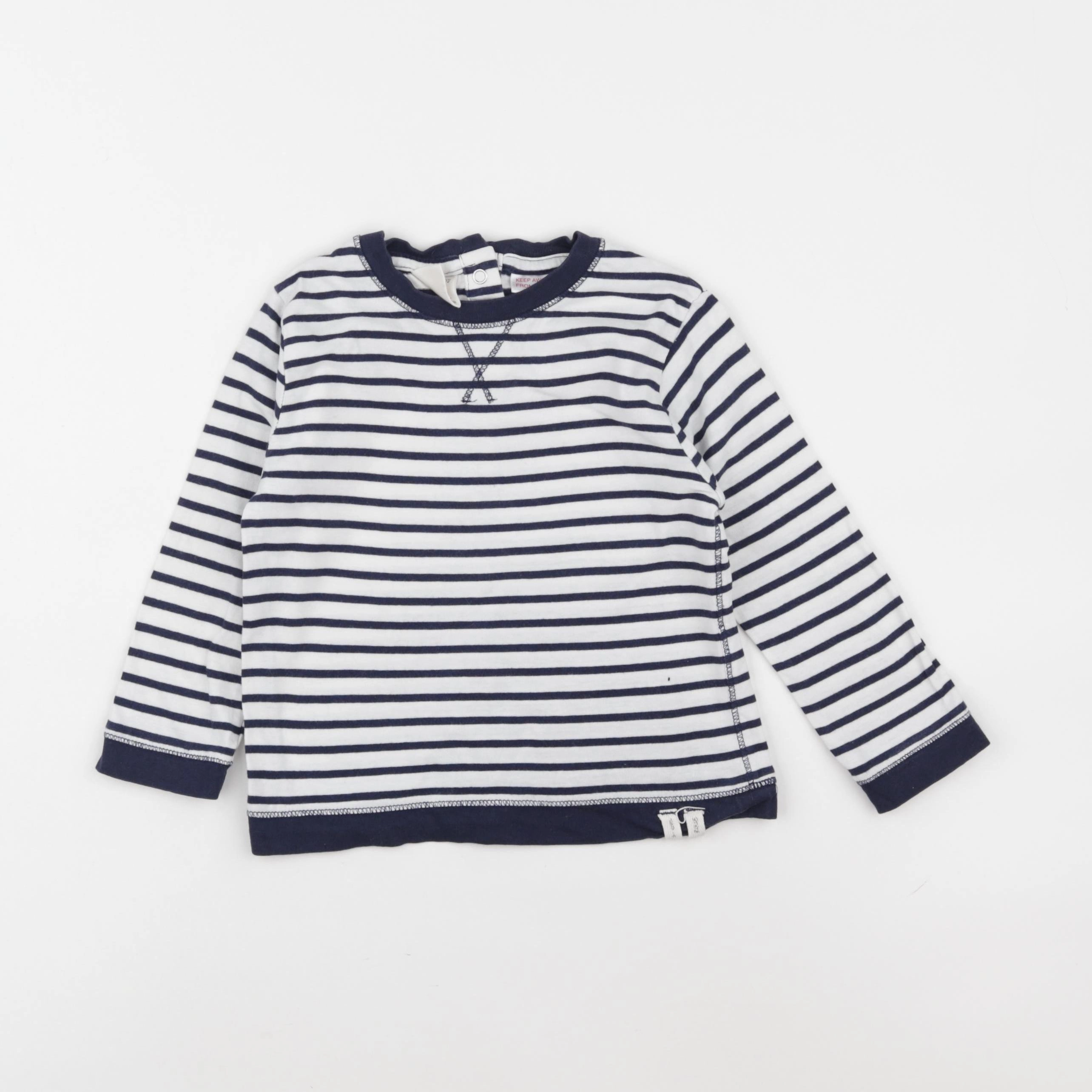 Zara - tee-shirt blanc, bleu - 18/24 mois