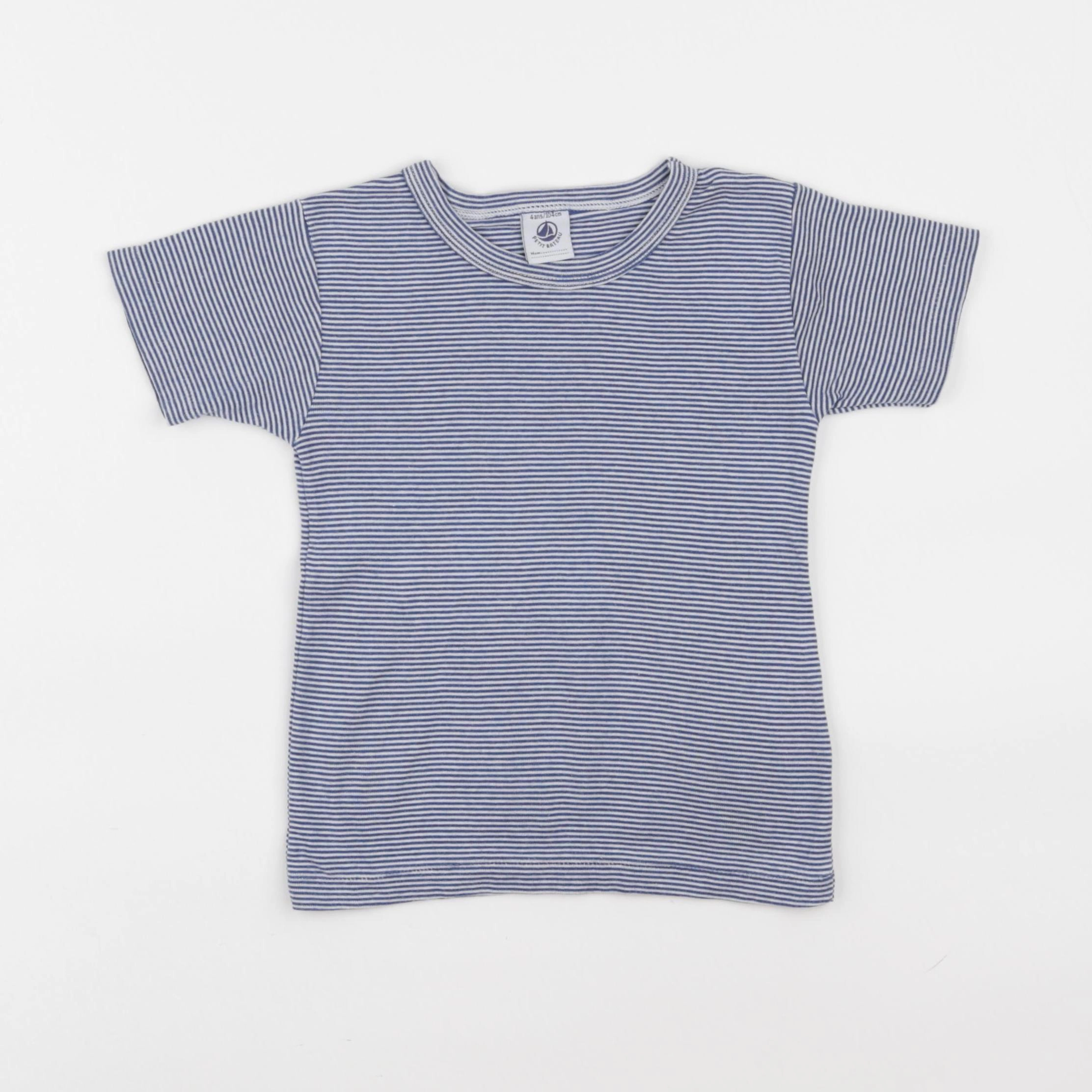 Petit Bateau - maillot de corps blanc, bleu - 3 ans