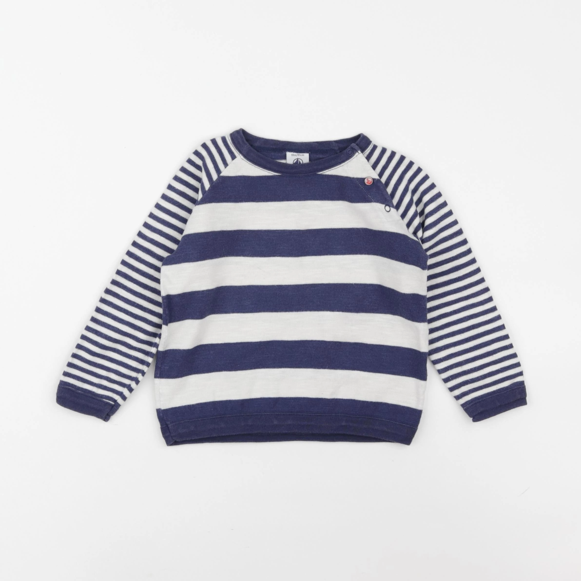 Petit Bateau - pull blanc, bleu - 18 mois