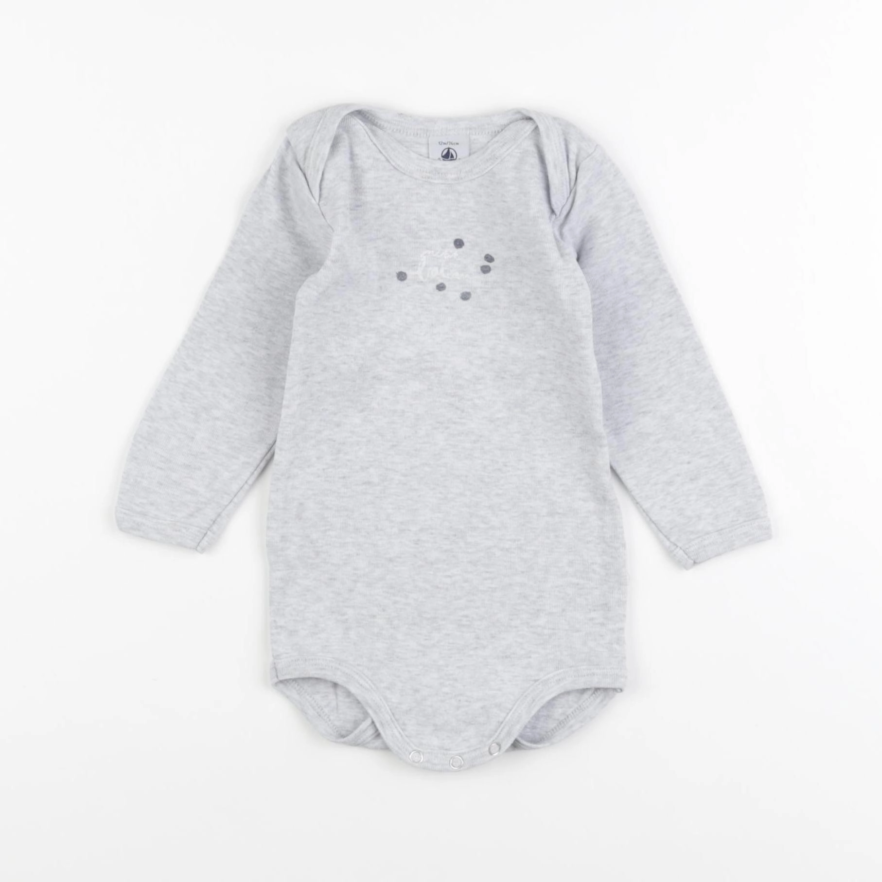 Petit Bateau - body gris - 12 mois
