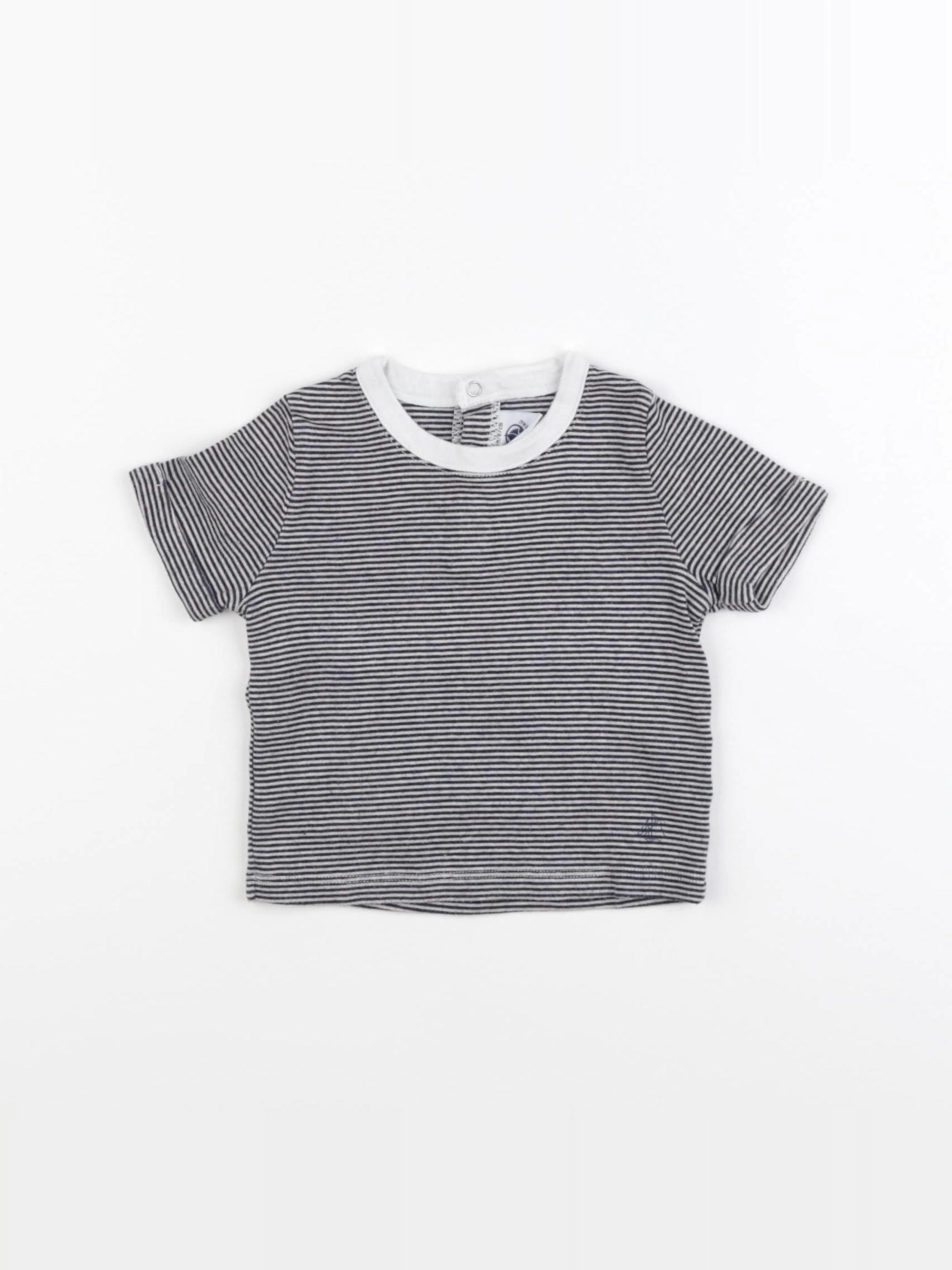 Petit Bateau - tee-shirt noir, blanc - 6 mois