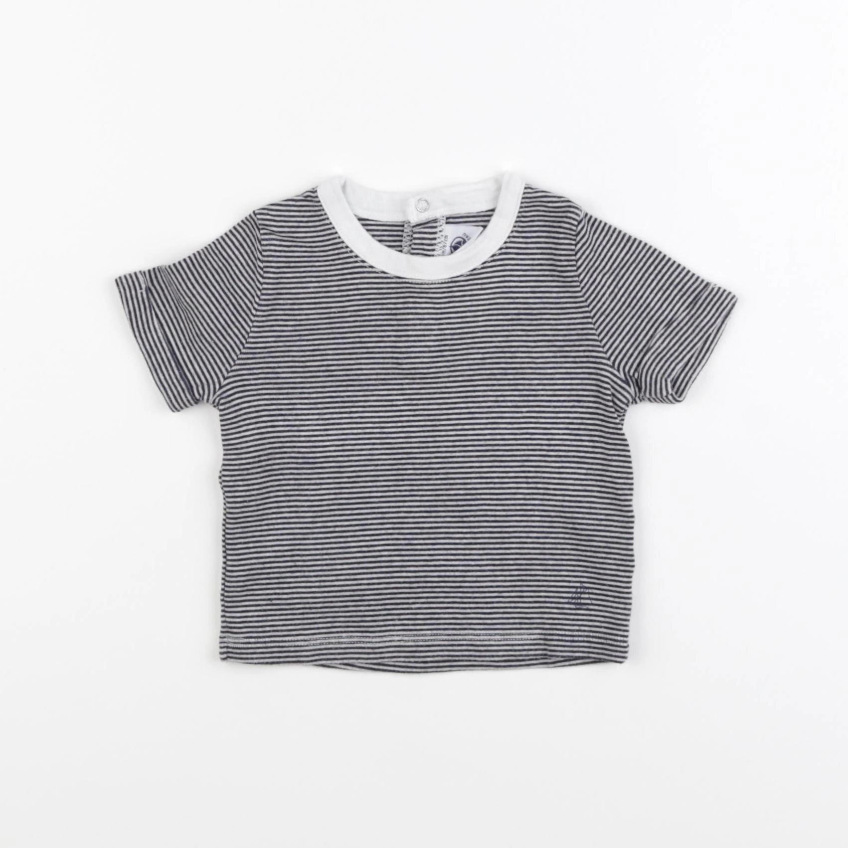 Petit Bateau - tee-shirt noir, blanc - 6 mois