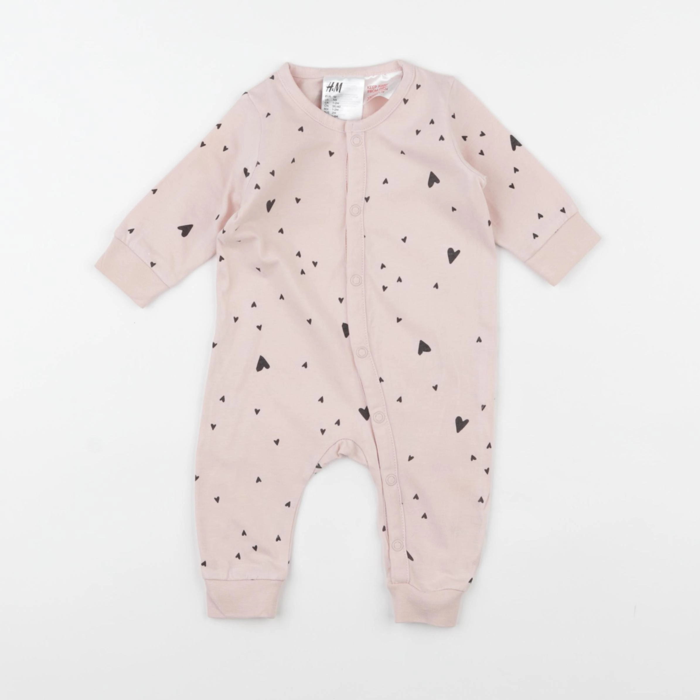 H&M - pyjama coton rose - 1/2 mois