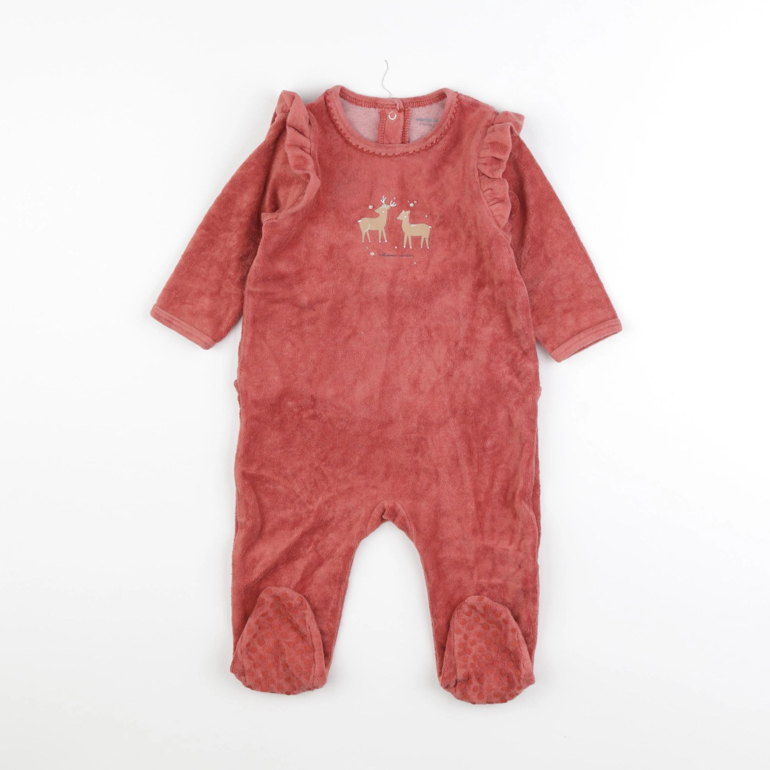 Vertbaudet - pyjama velours rouge - 9 mois