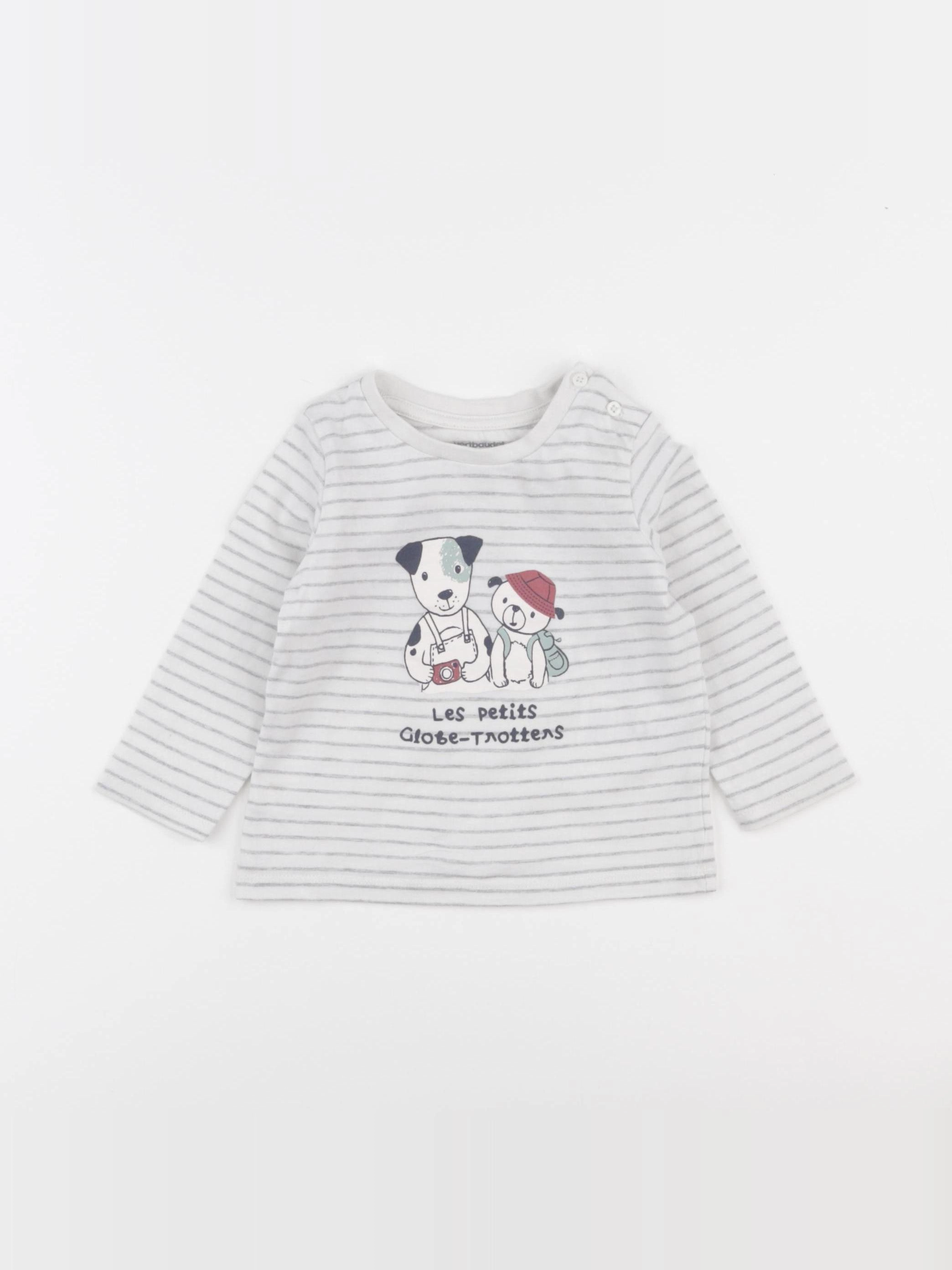 Vertbaudet - tee-shirt gris - 9 mois