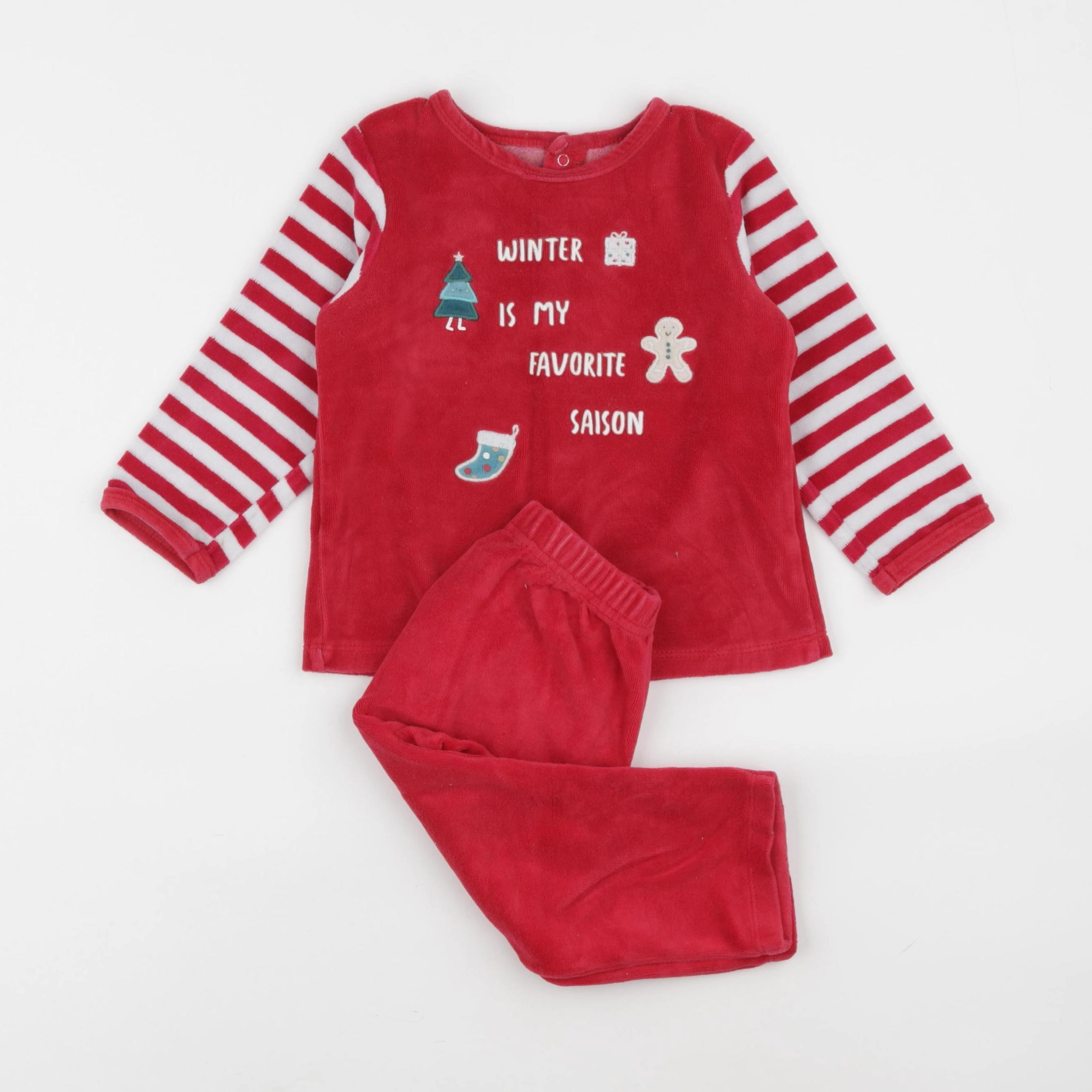 Vertbaudet - pyjama velours rouge - 2 ans