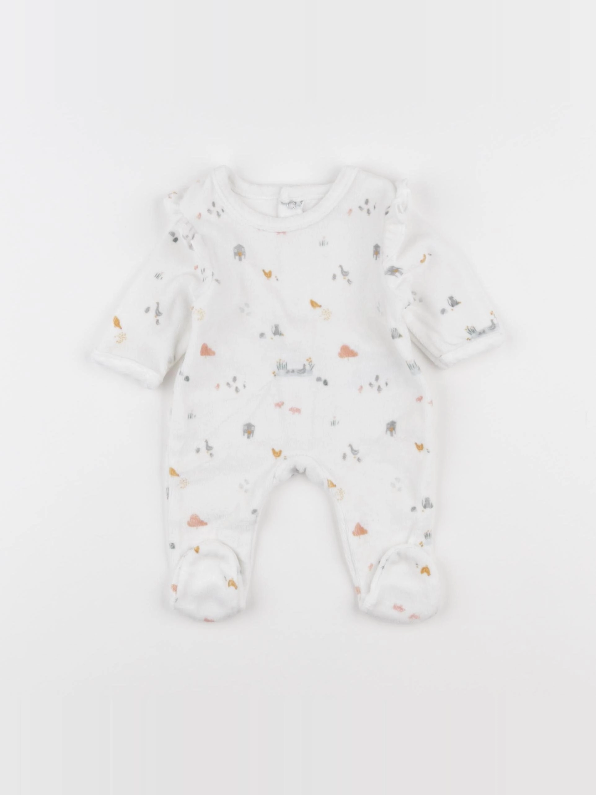 Vertbaudet - pyjama velours blanc - 0 mois