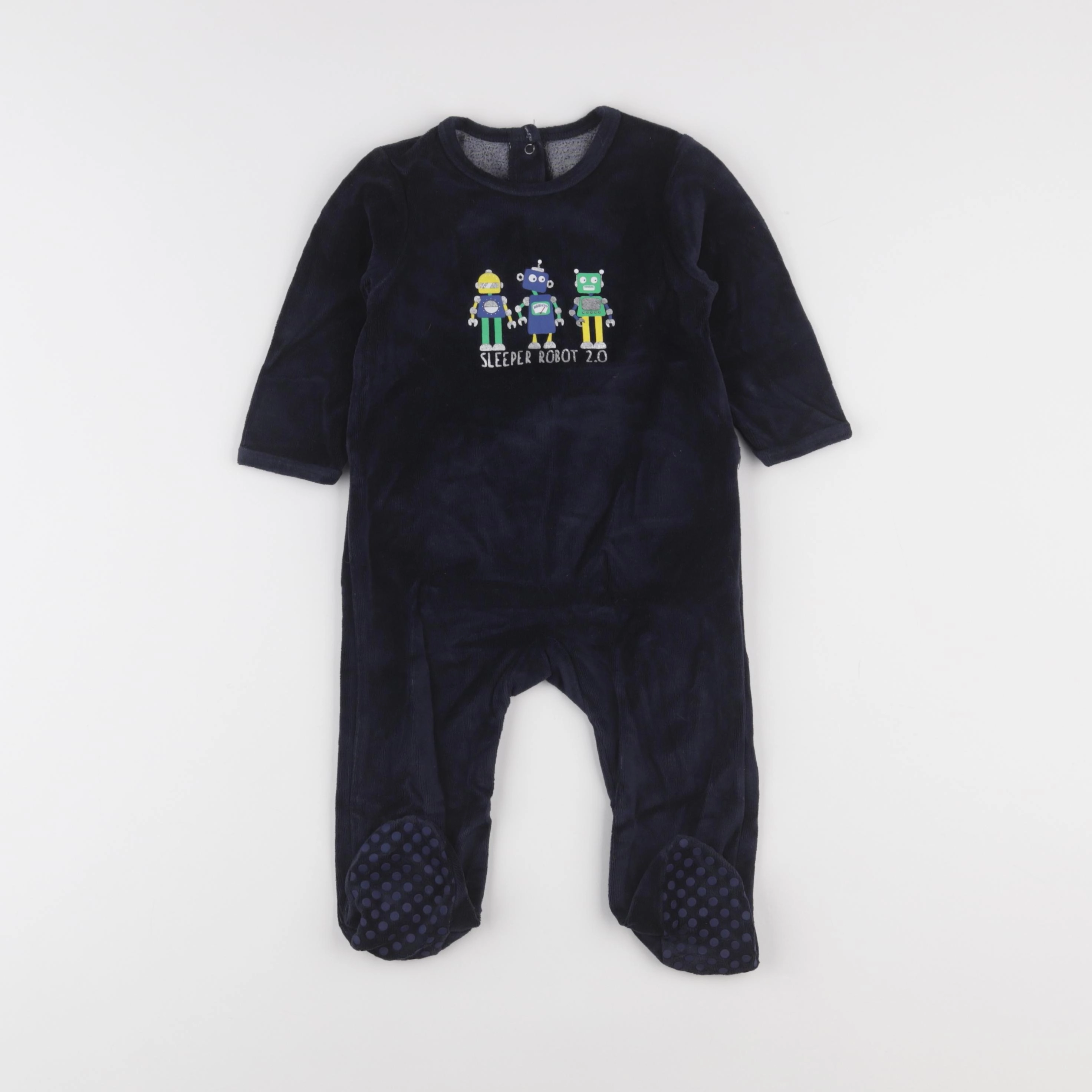 Vertbaudet - pyjama velours bleu - 12 mois