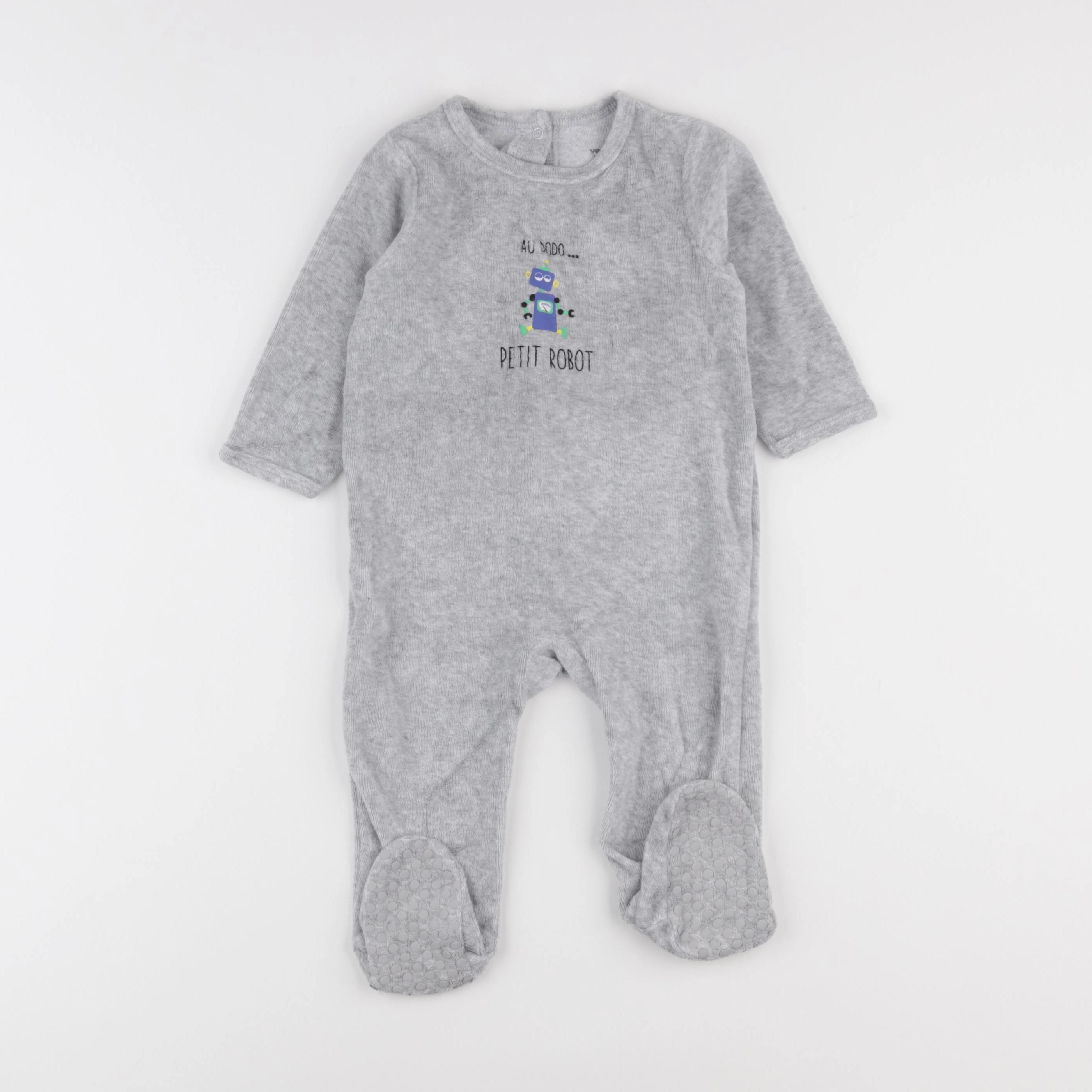 Vertbaudet - pyjama velours gris - 12 mois