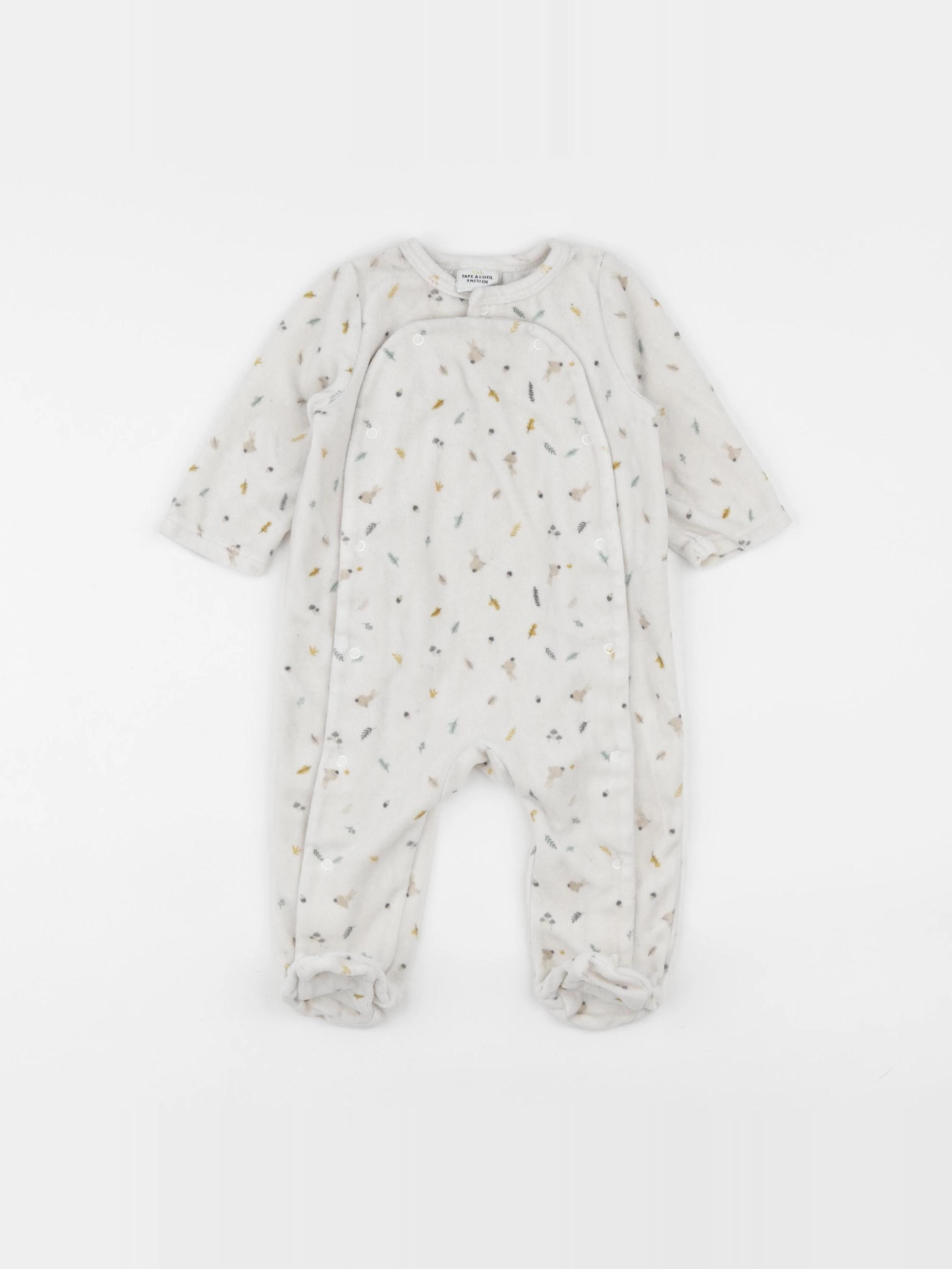 Tape à l'oeil - pyjama velours blanc - 9 mois