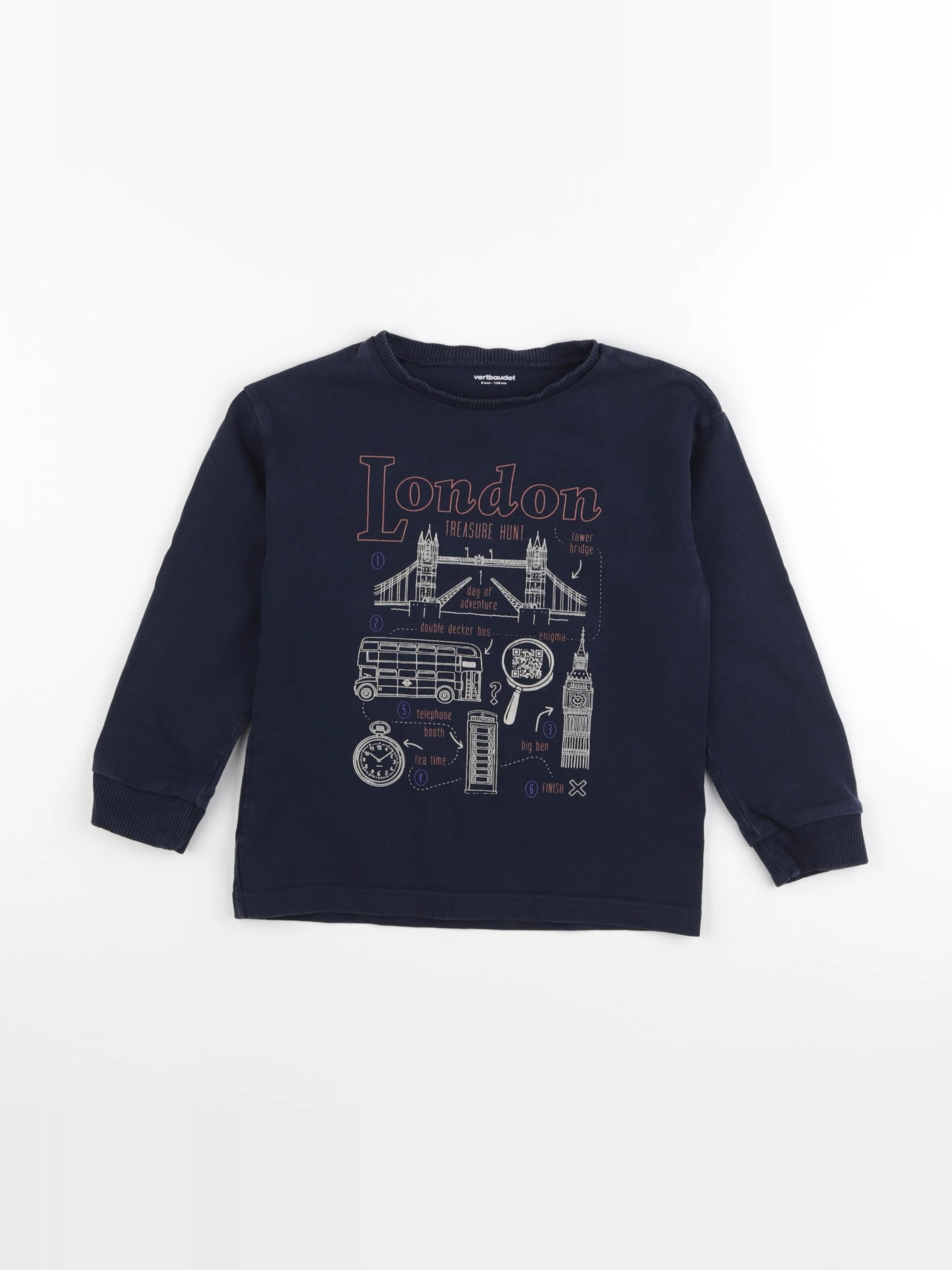 Vertbaudet - sweat bleu - 8 ans