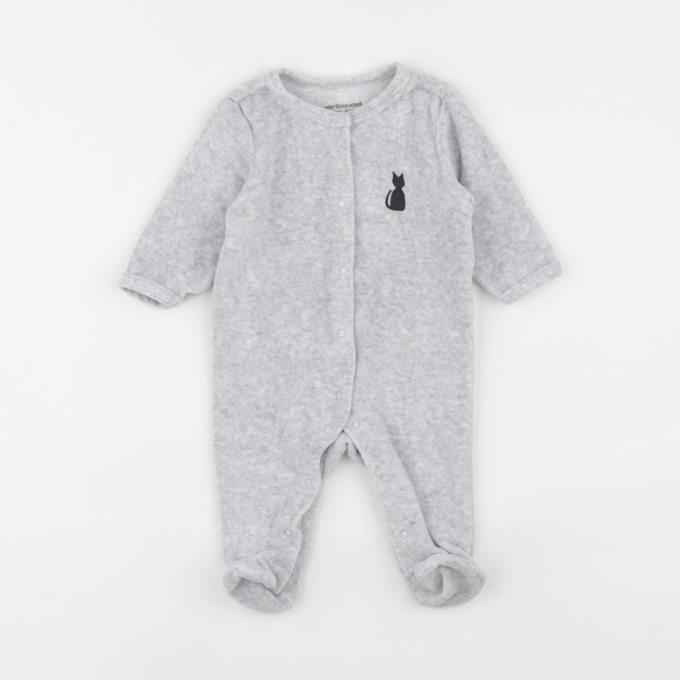 Vertbaudet - pyjama velours gris - 3 mois