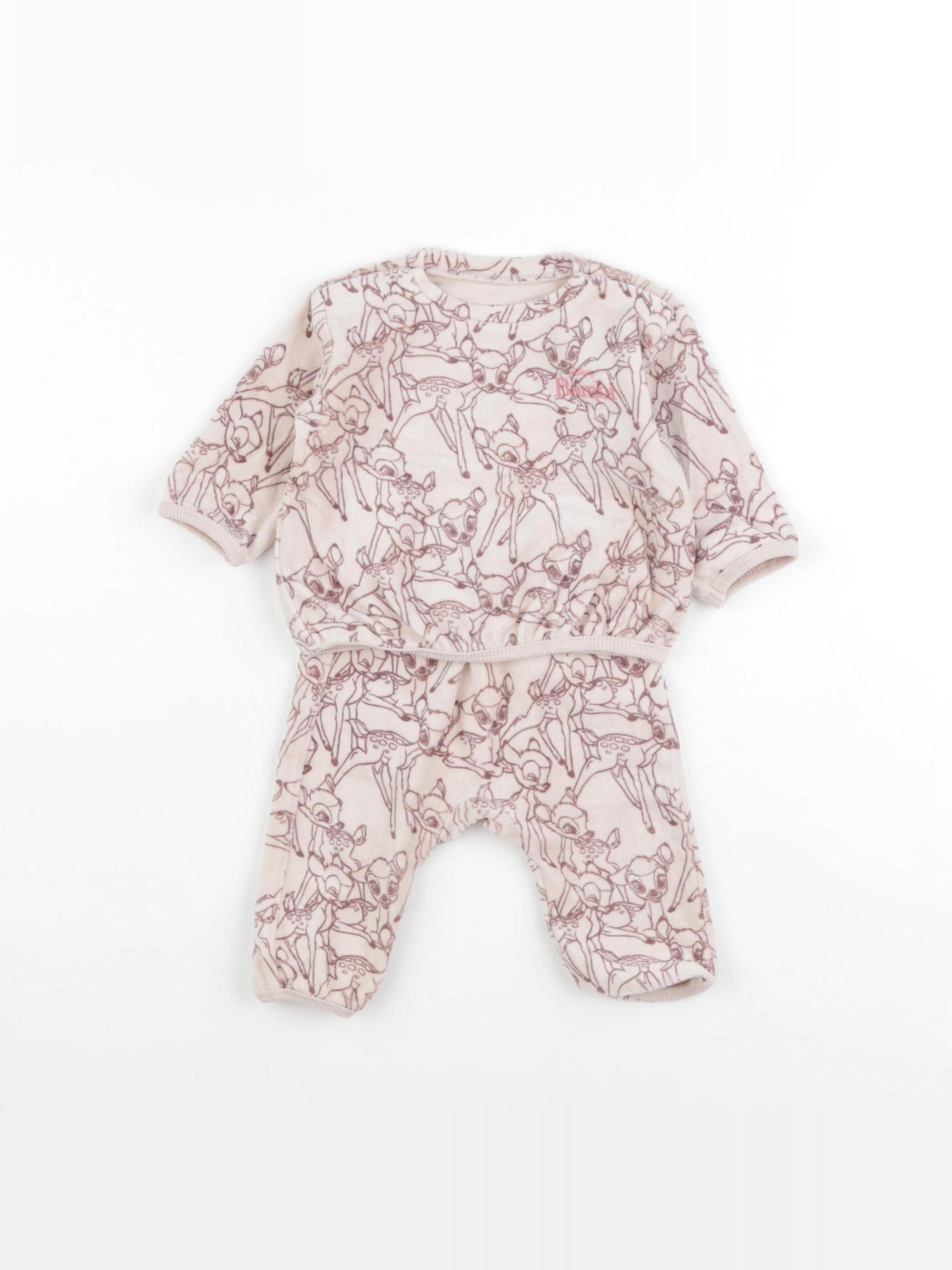 H&M - pyjama velours rose - 1 mois