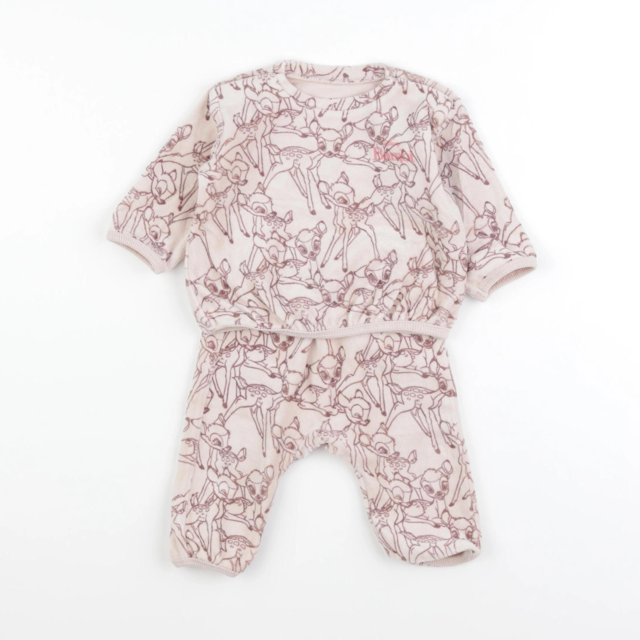 H&M - pyjama velours rose - 1 mois