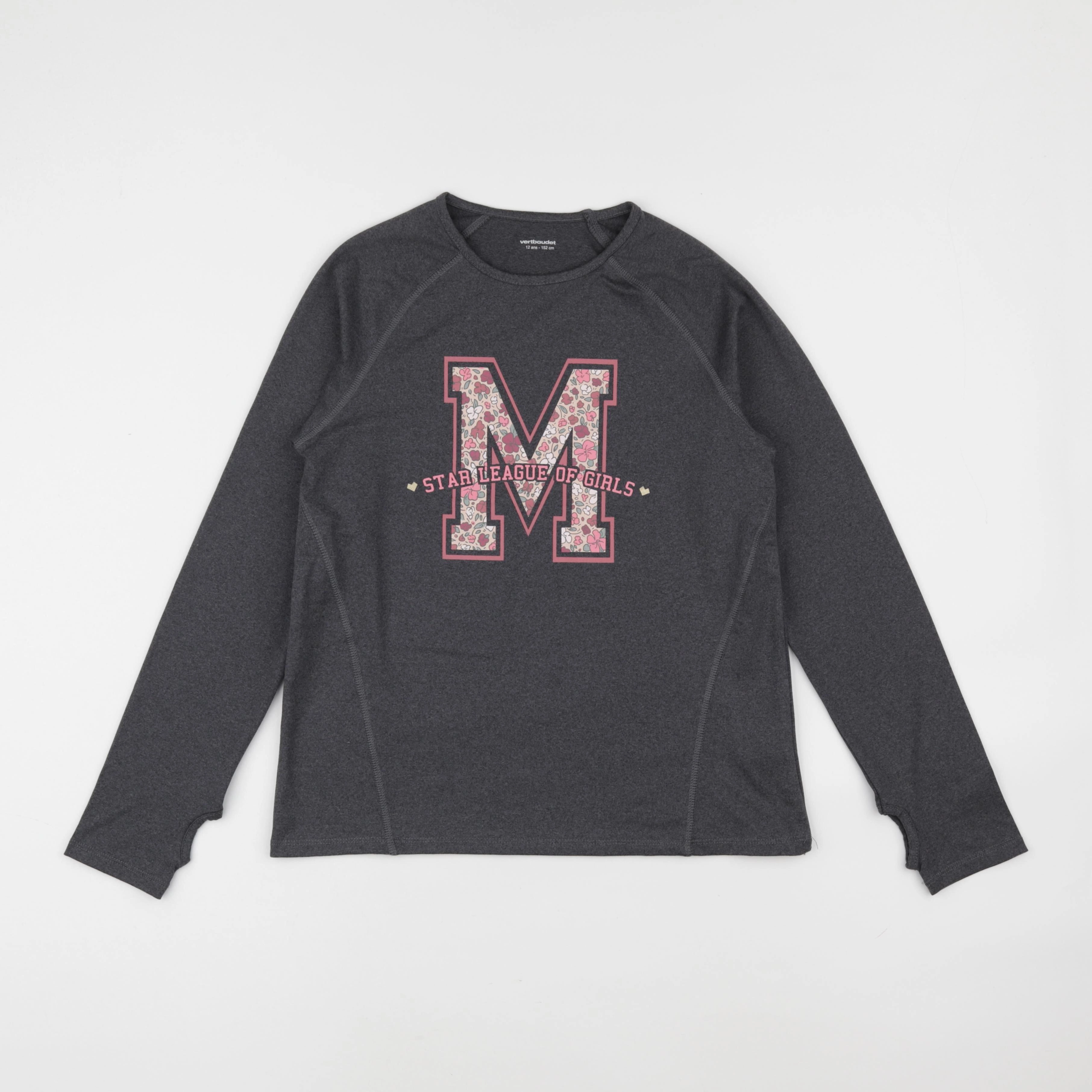 Vertbaudet - tee-shirt de sport gris - 12 ans