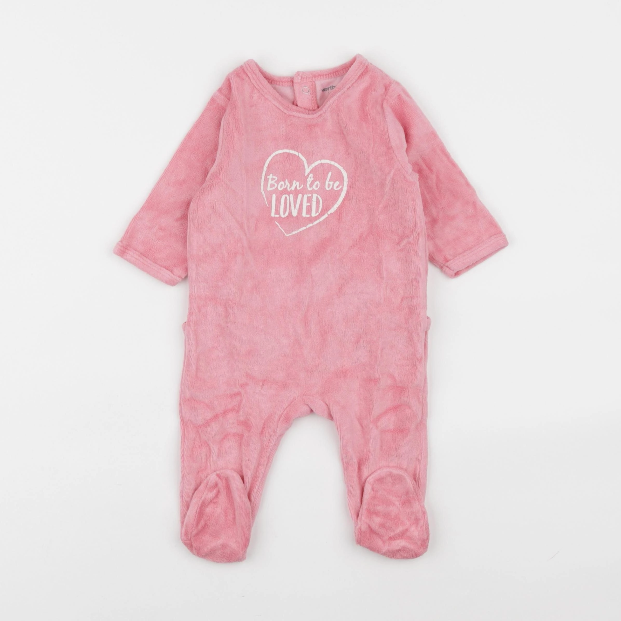 Vertbaudet - pyjama velours rose - 3 mois