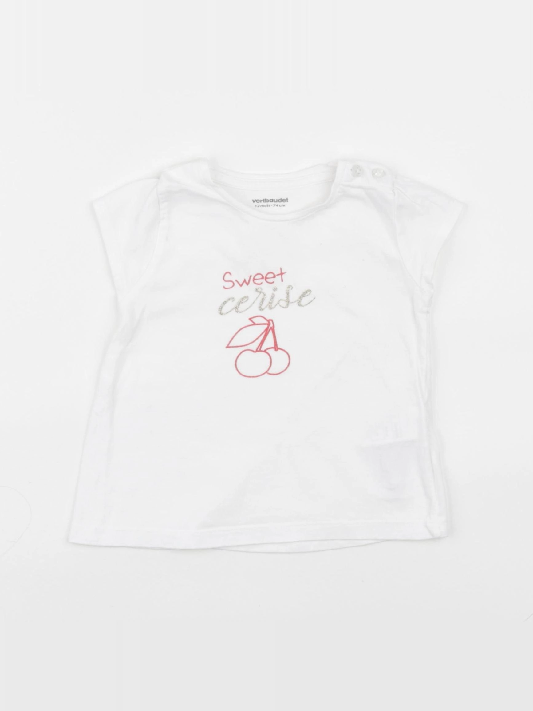 Vertbaudet - tee-shirt blanc - 12 mois