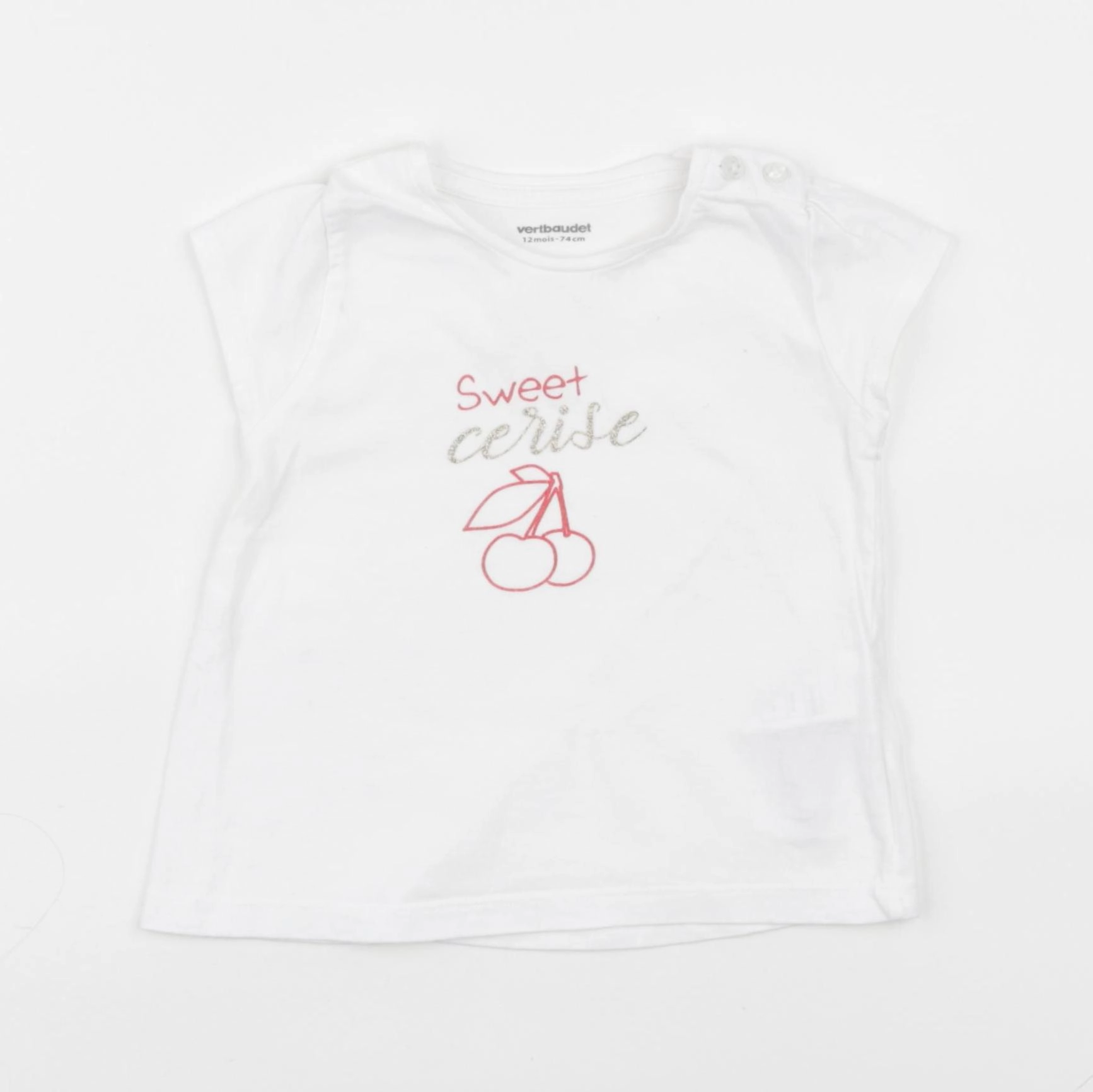 Vertbaudet - tee-shirt blanc - 12 mois
