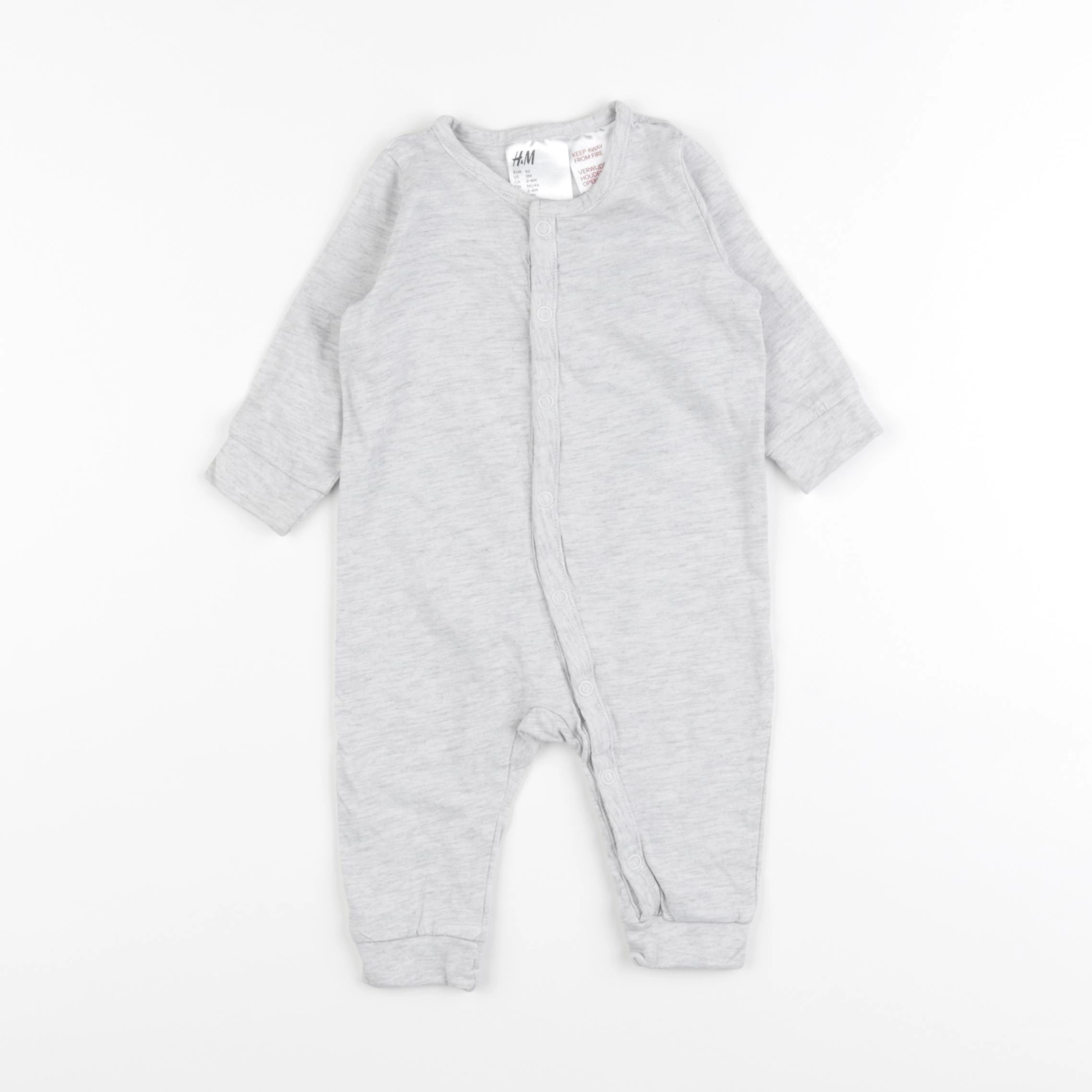H&M - pyjama coton gris - 3/6 mois