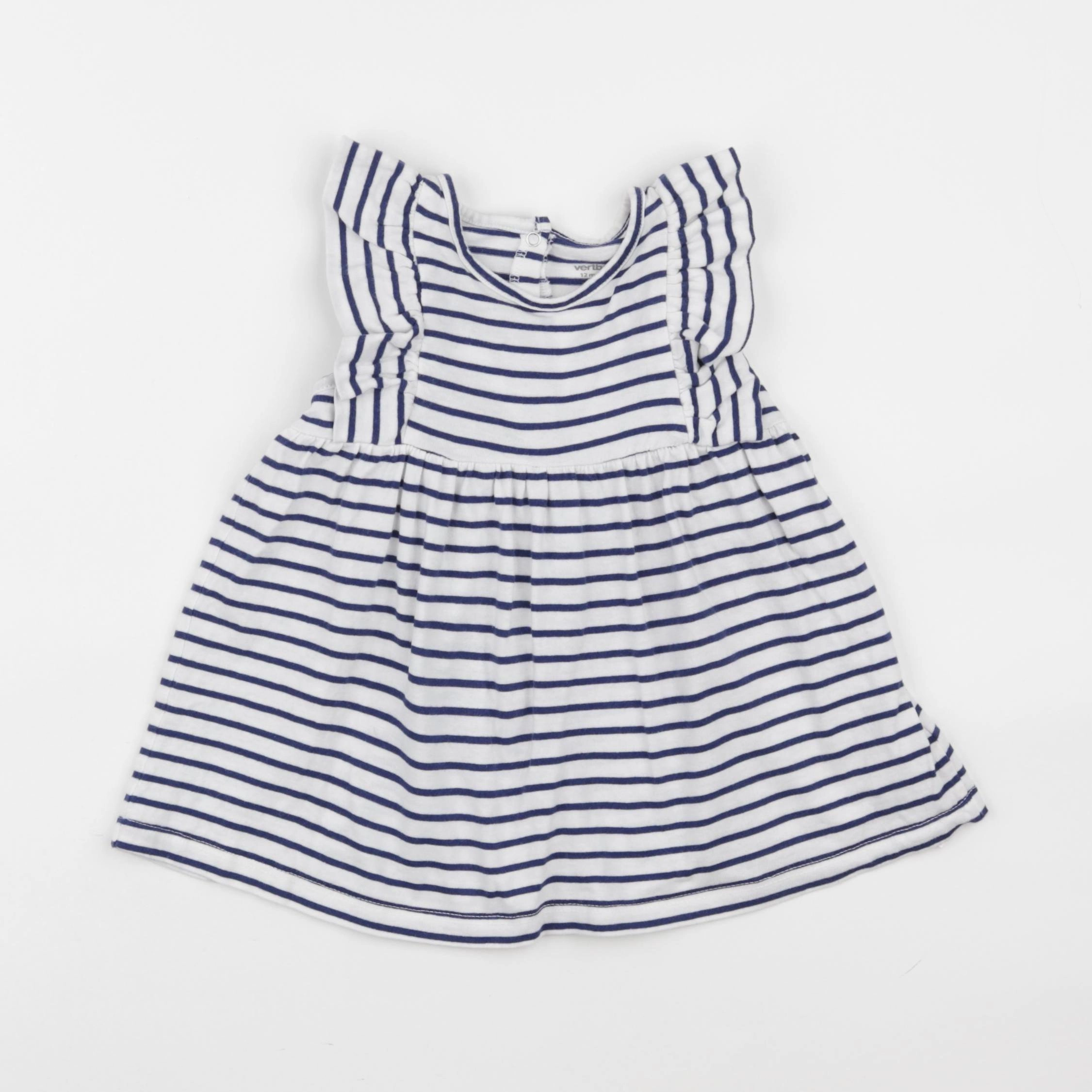Vertbaudet - robe bleu, blanc - 12 mois