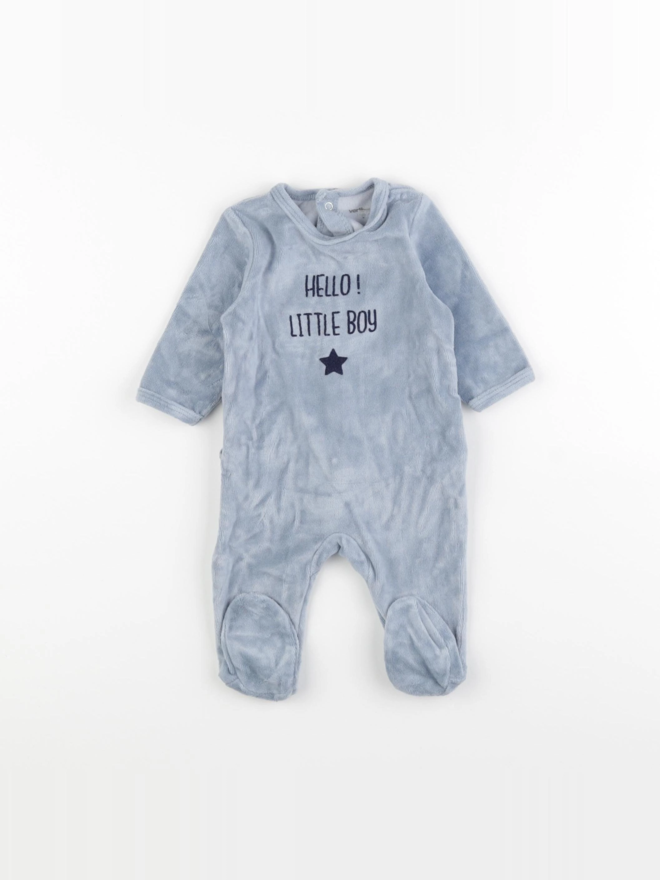 Vertbaudet - pyjama velours bleu - 3 mois