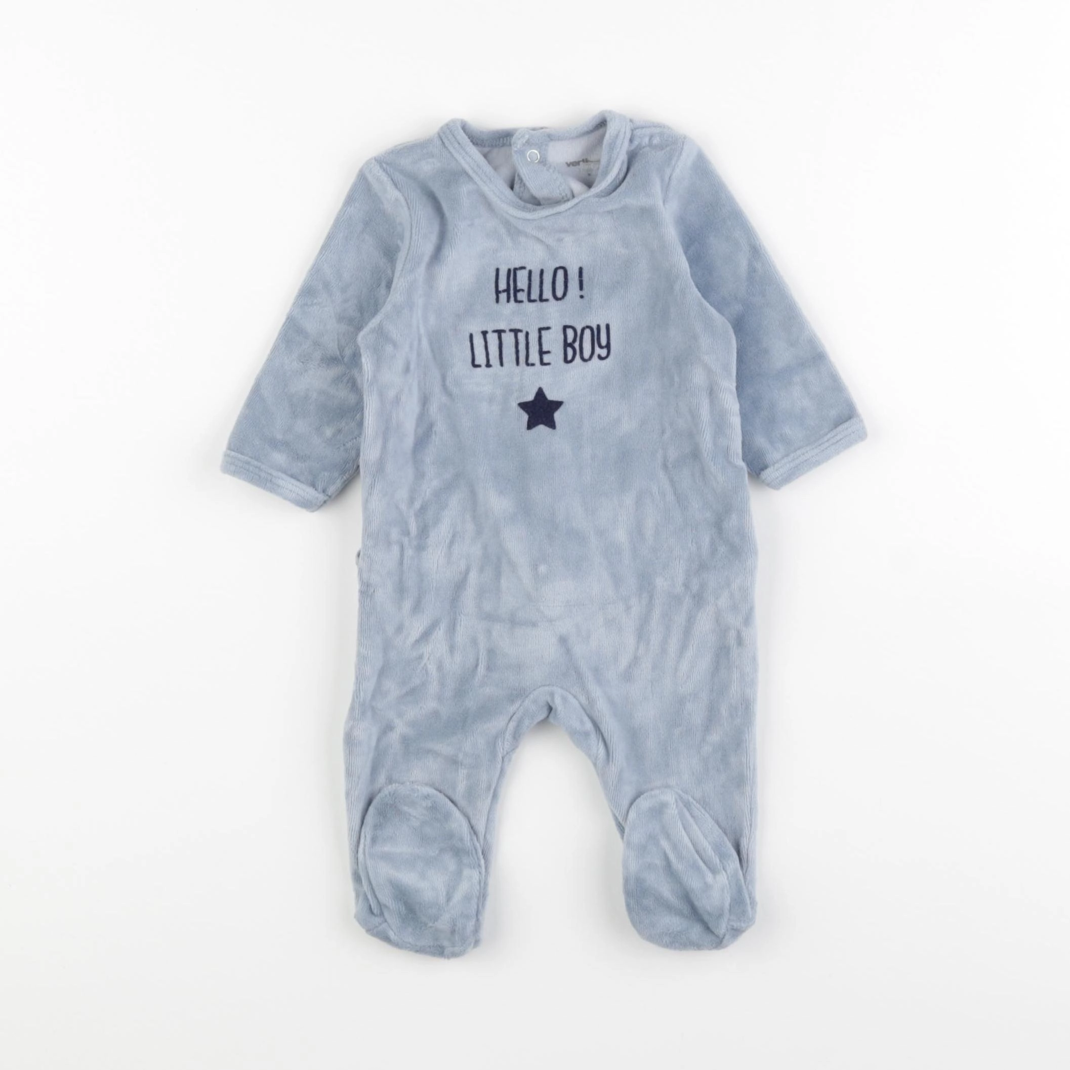 Vertbaudet - pyjama velours bleu - 3 mois