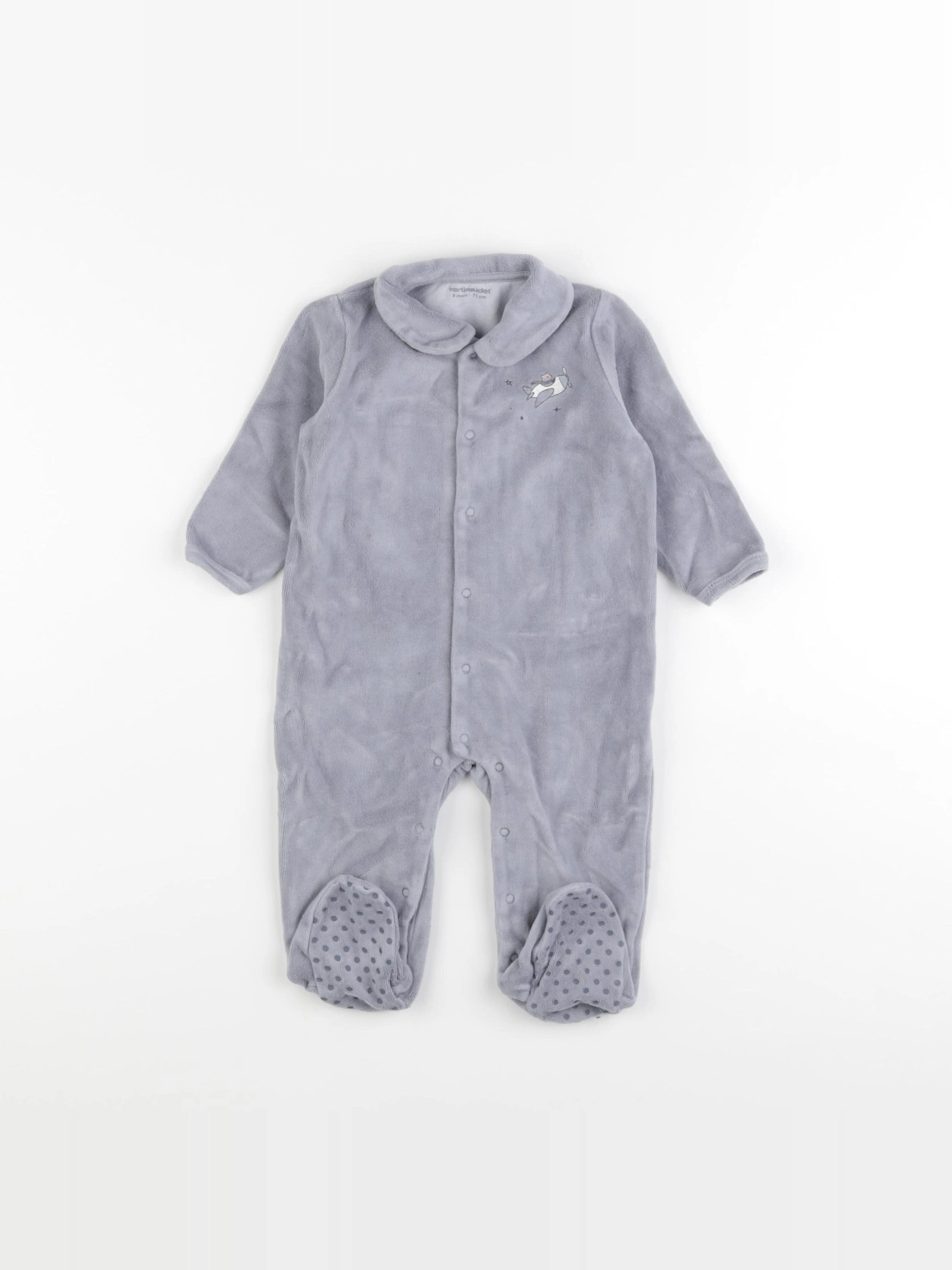 Vertbaudet - pyjama velours gris - 9 mois
