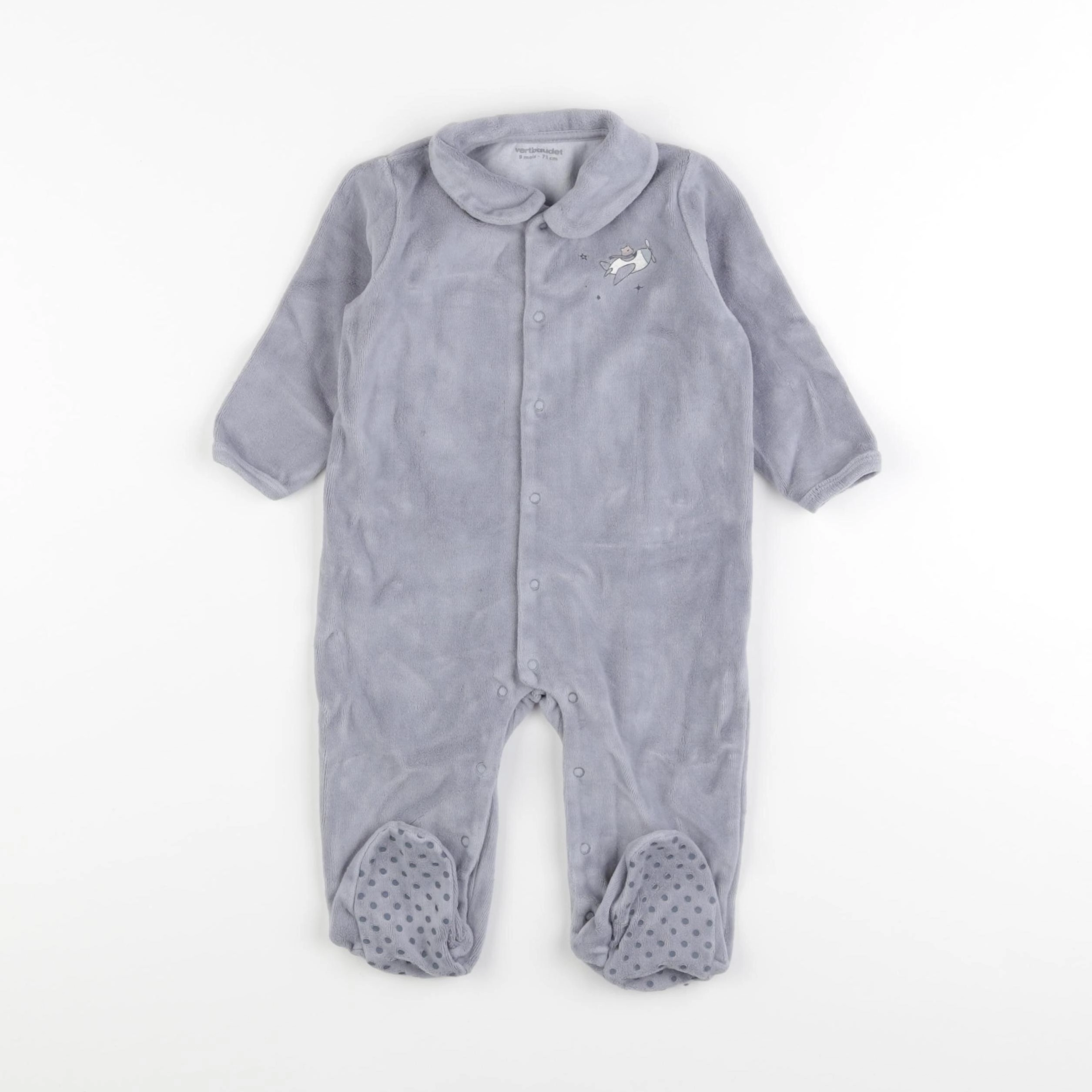 Vertbaudet - pyjama velours gris - 9 mois