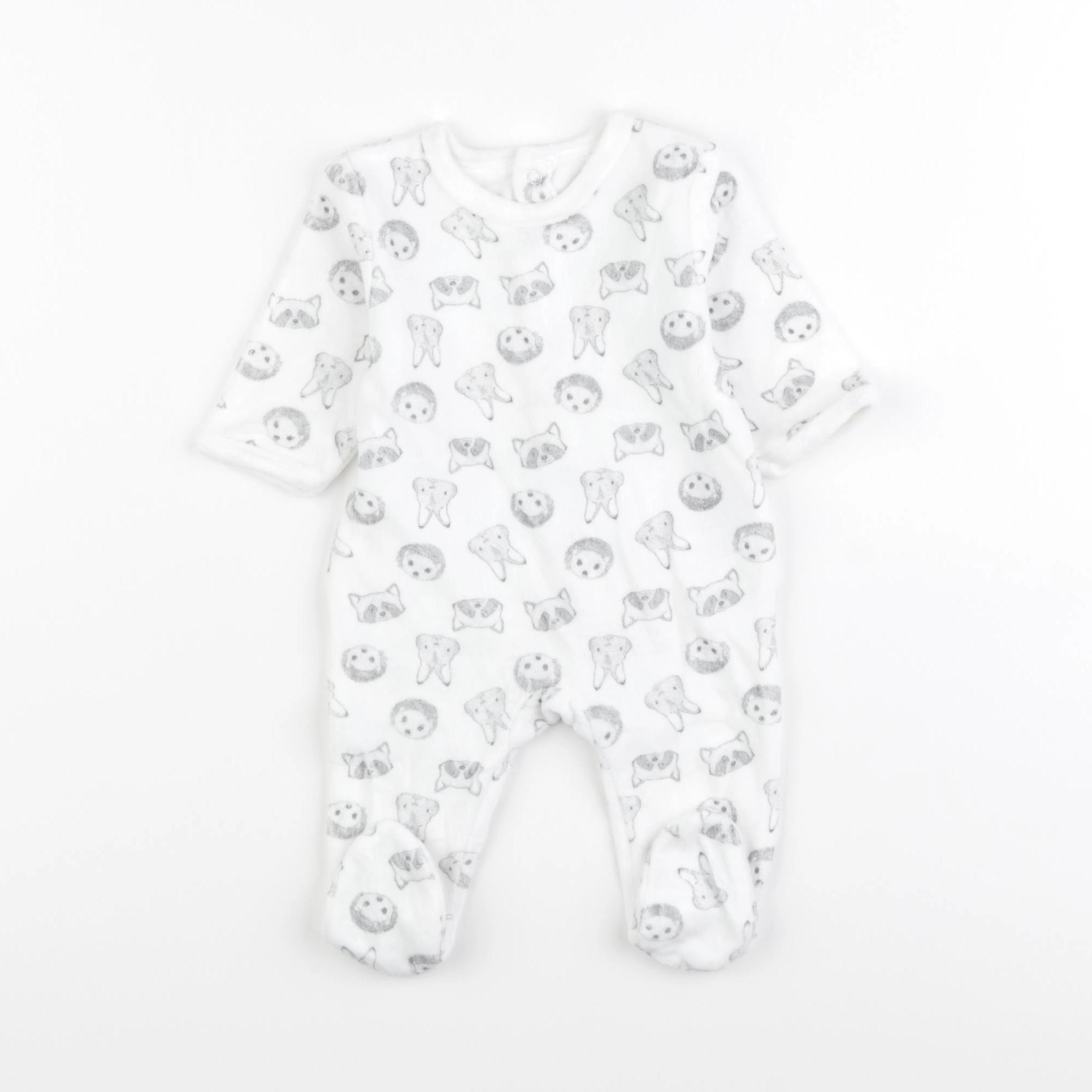 Vertbaudet - pyjama velours blanc - 1 mois