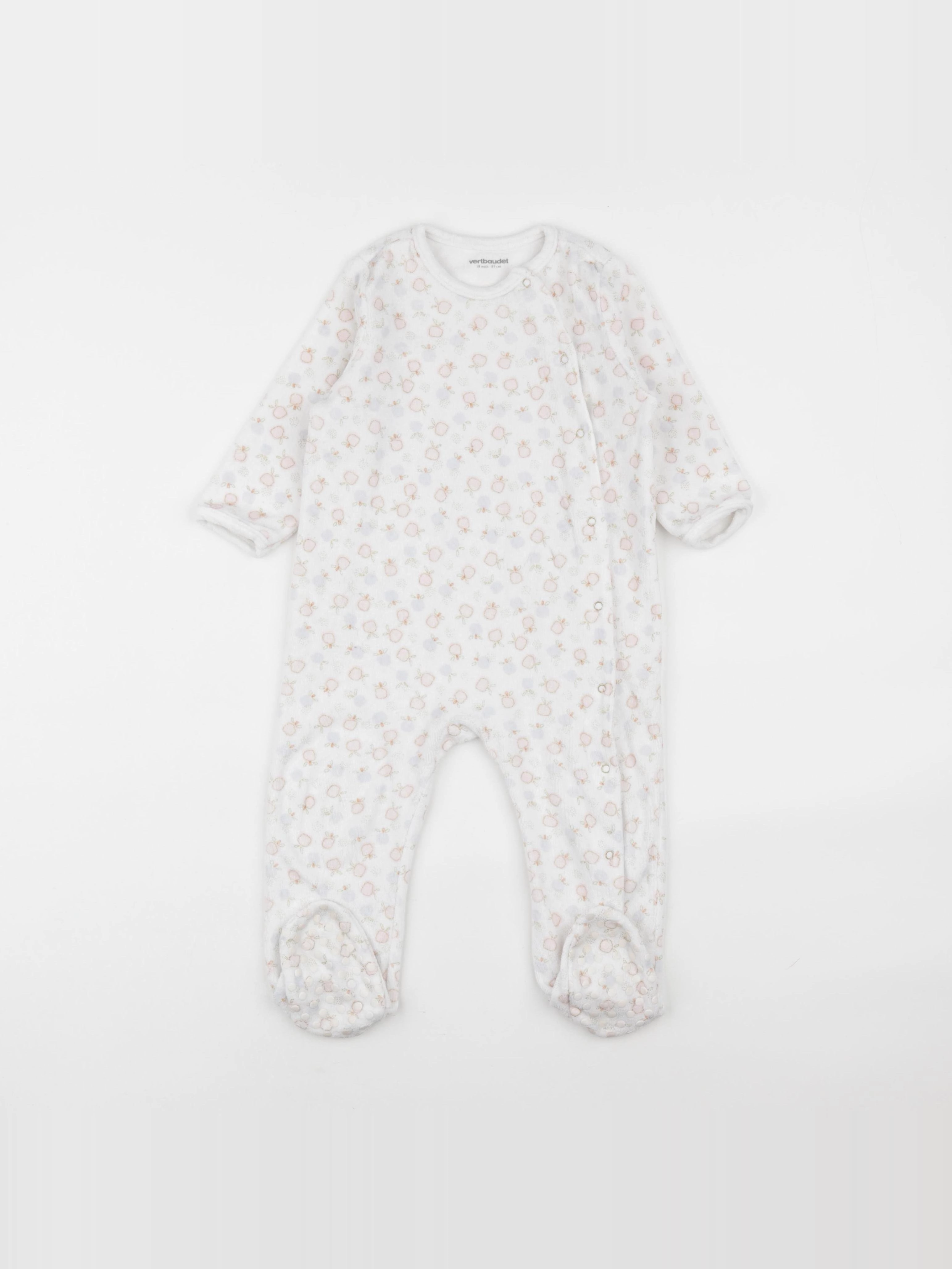 Vertbaudet - pyjama velours rose, blanc - 18 mois