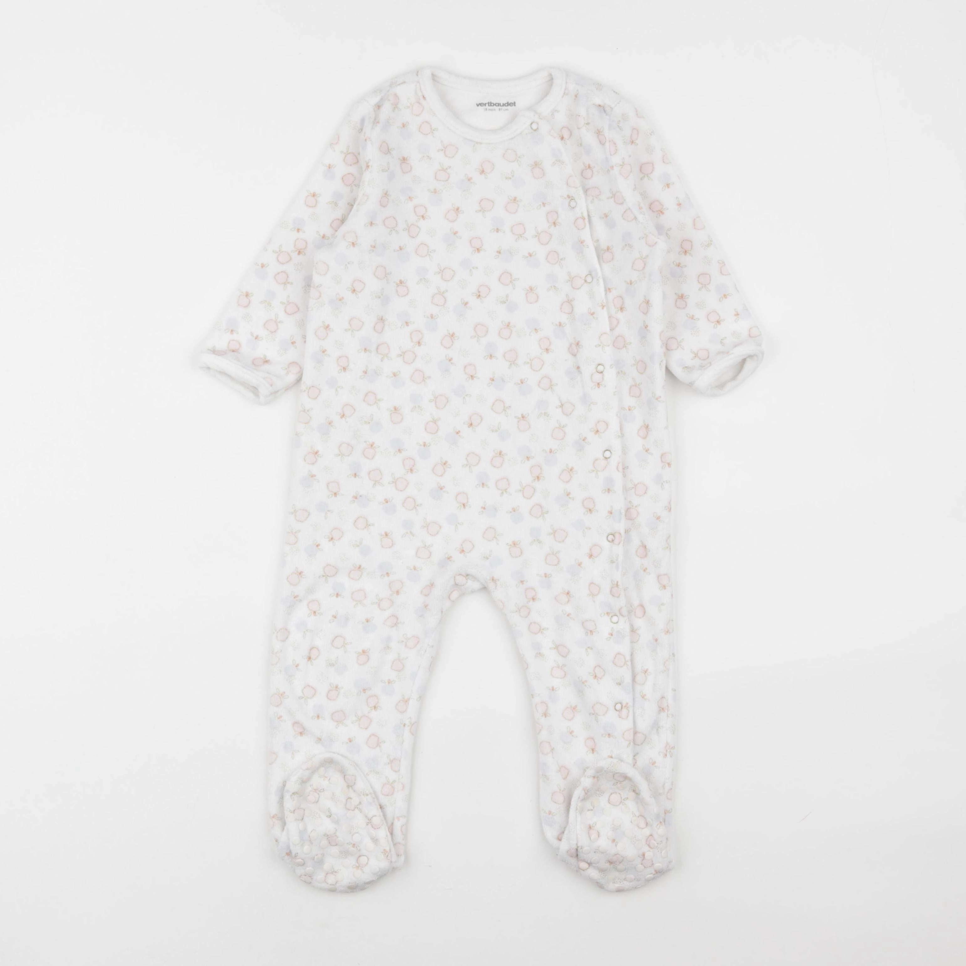 Vertbaudet - pyjama velours rose, blanc - 18 mois
